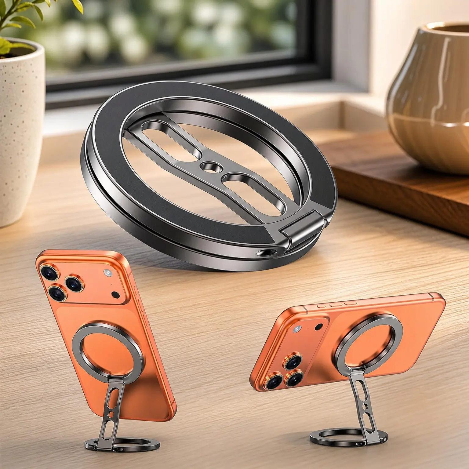 Magnetic Phone Ring Grip for MagSafe Dual-Sided Magnet Cell Phone Grip Stand Finger Ring Holder Compatible with iPhone 17/16/15/14/13 Pro Max Plus, for Mag Car MountsGift