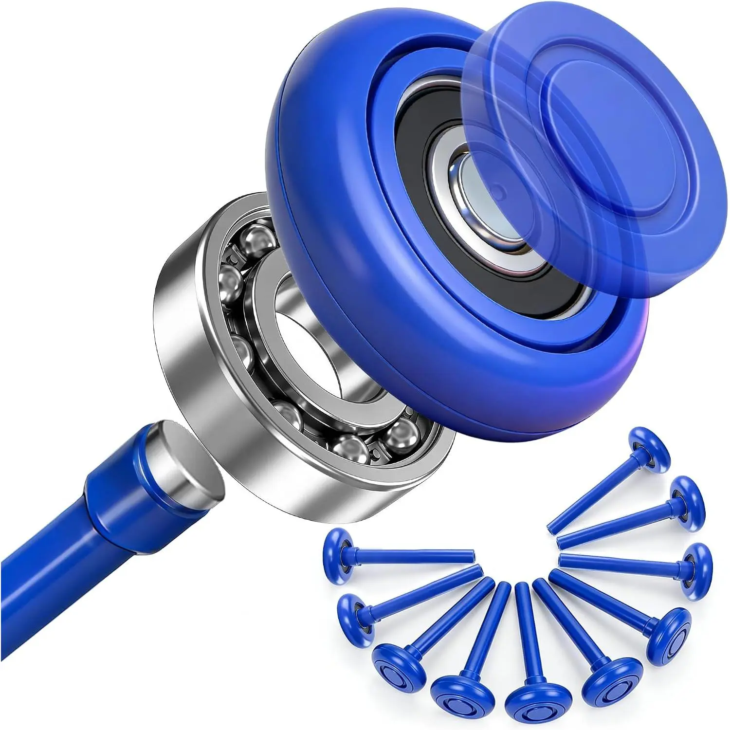 2" Nylon Garage Door Rollers 10 Pack, Garage Door Wheels Replacement,Ultra-Quiet Design with 6200-2RS Double Sealed Bearings, 4" Carbon Steel Stem, 15dB Noise Reduction & 225,000 Cycles Tested