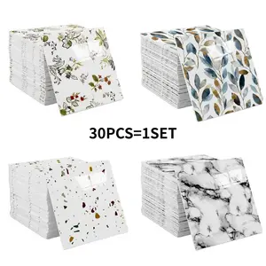 30 PCS self-adhesive bathroom tiles, marble pattern wallpaper stickers, waterproof wall panels, Wall decals, suitable for bathrooms, kitchens, easy to peel and stick, TV background and modern wall decoration, simple installation