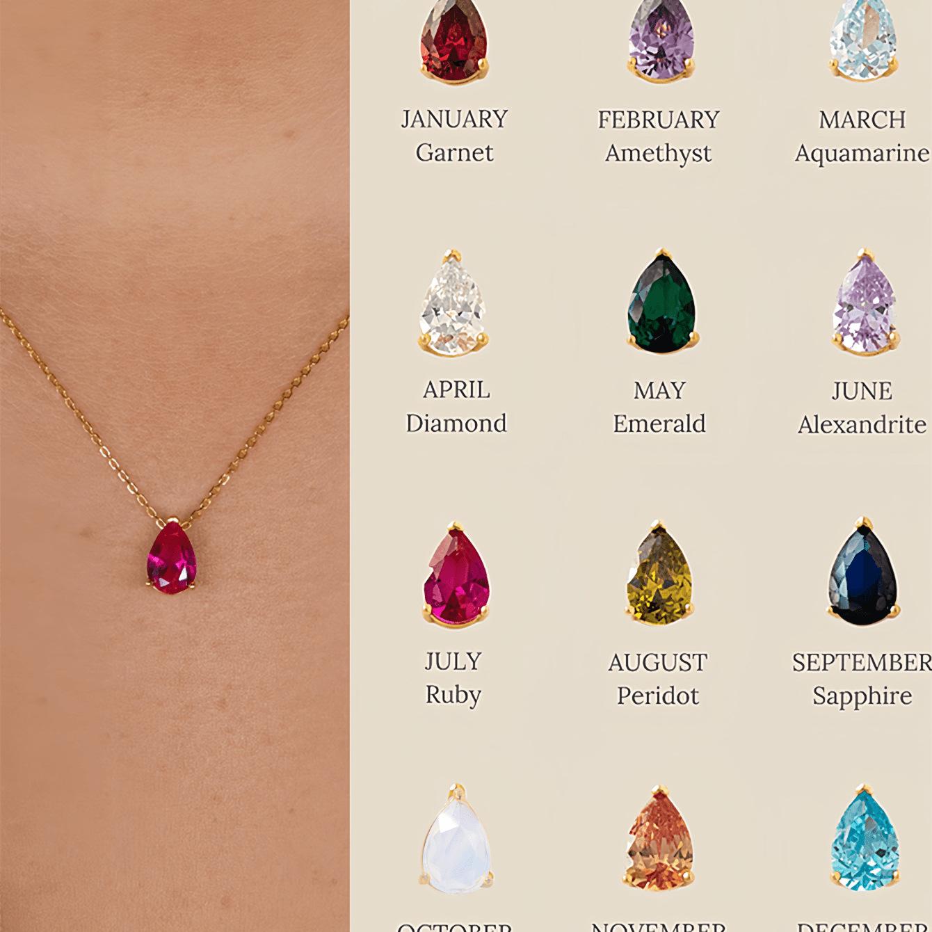December Birthstone Water Drop Zircon Pendant Necklace Best Gift for Mom Girlfriend