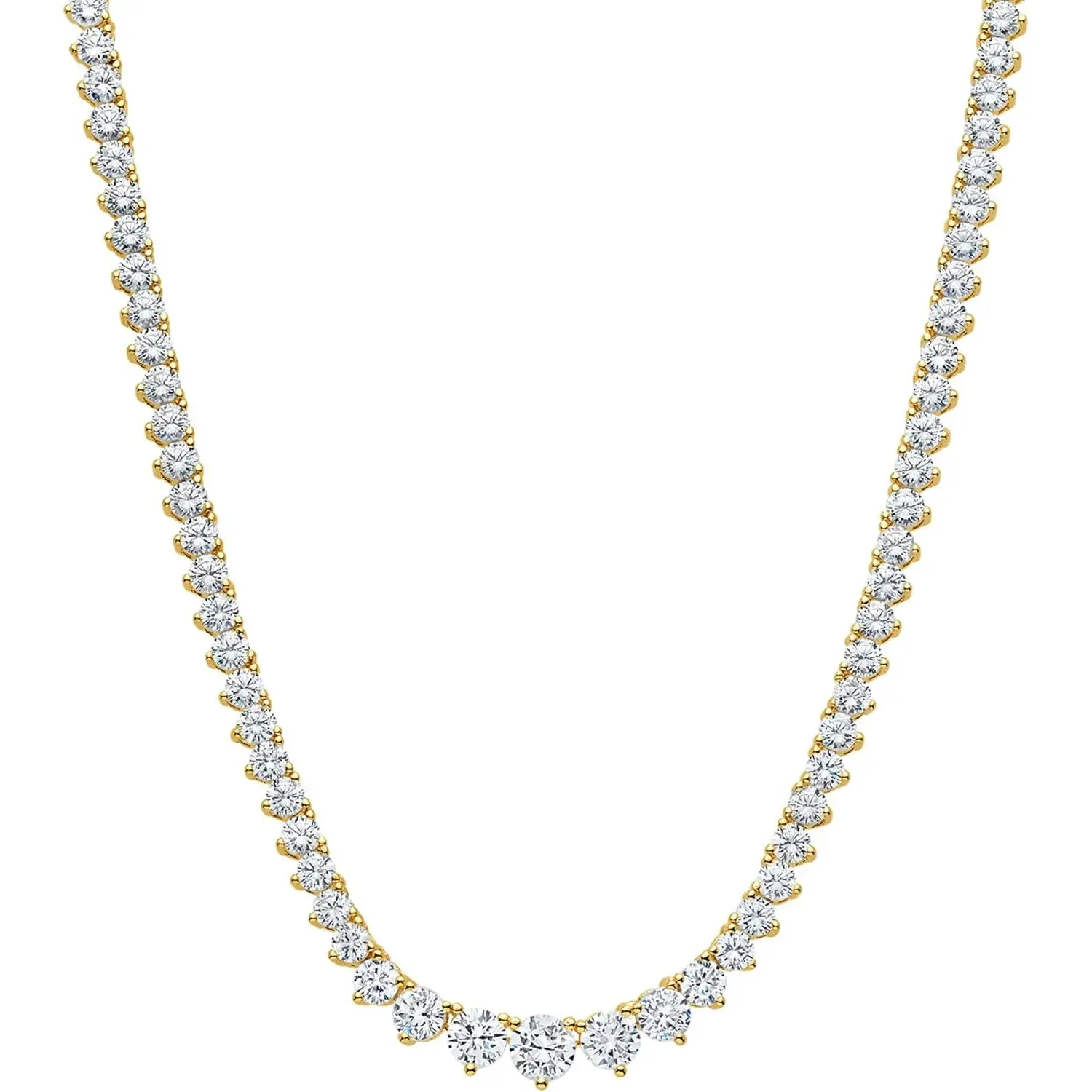 Tennis Necklaces for Women, Graduated Yellow & White  Plated CZ | 3-5mm graduated 5A cubic zirconia, 3-prong non-flip, 15-18 inch choker, nickel-free,