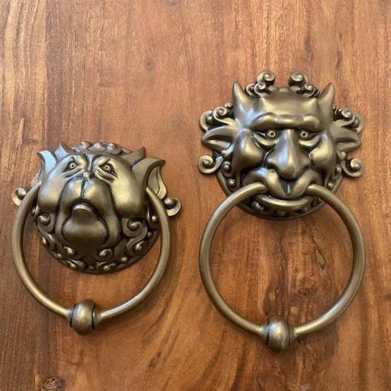 Vintage Door Knockers Dragon Face Door Handle Wall Mounted Resin Crafts Door Knock Home Decoration Doorknocker