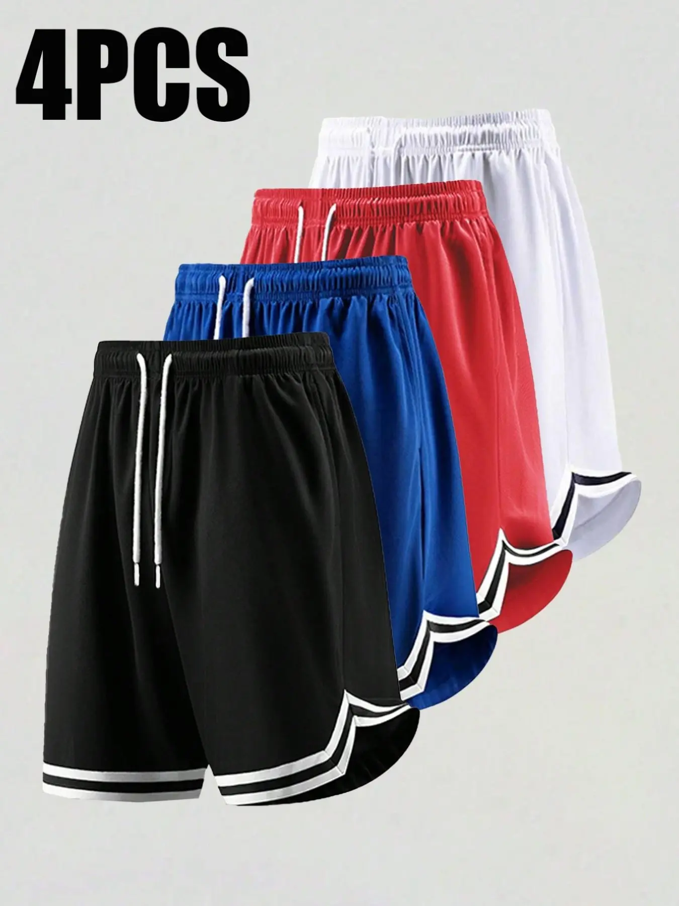 Men's Summer Lightweight Sporty Basketball Shorts, Casual Fashion Outdoor Simple Commute Pants, Fitted Plain Surface Design, Casual Sports Shorts
