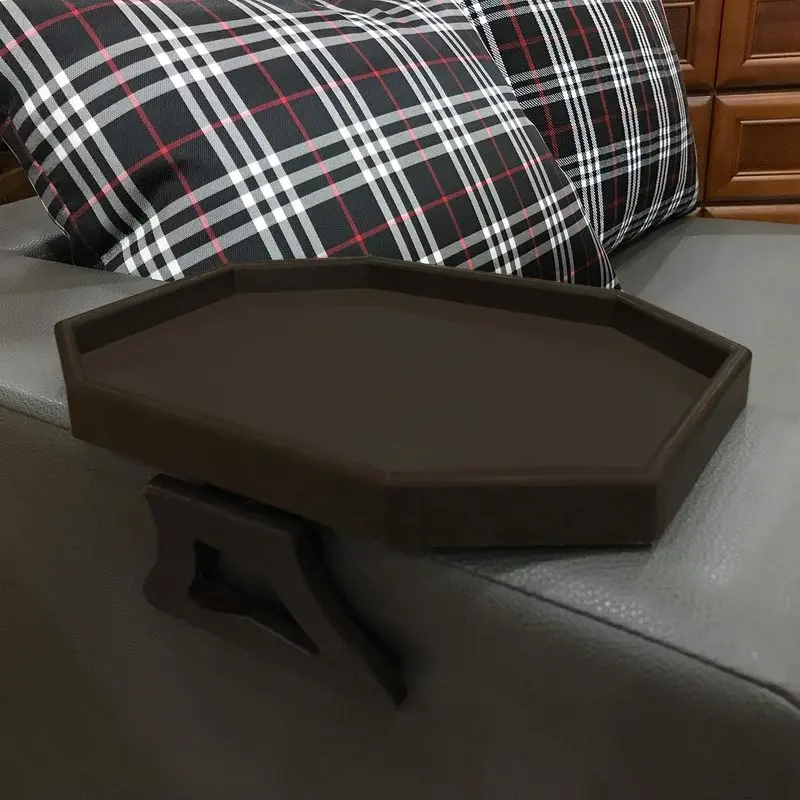 Clip-On Side Table for Sofa Armrest, Couch Tray for Drinks & Snacks(Cherry)