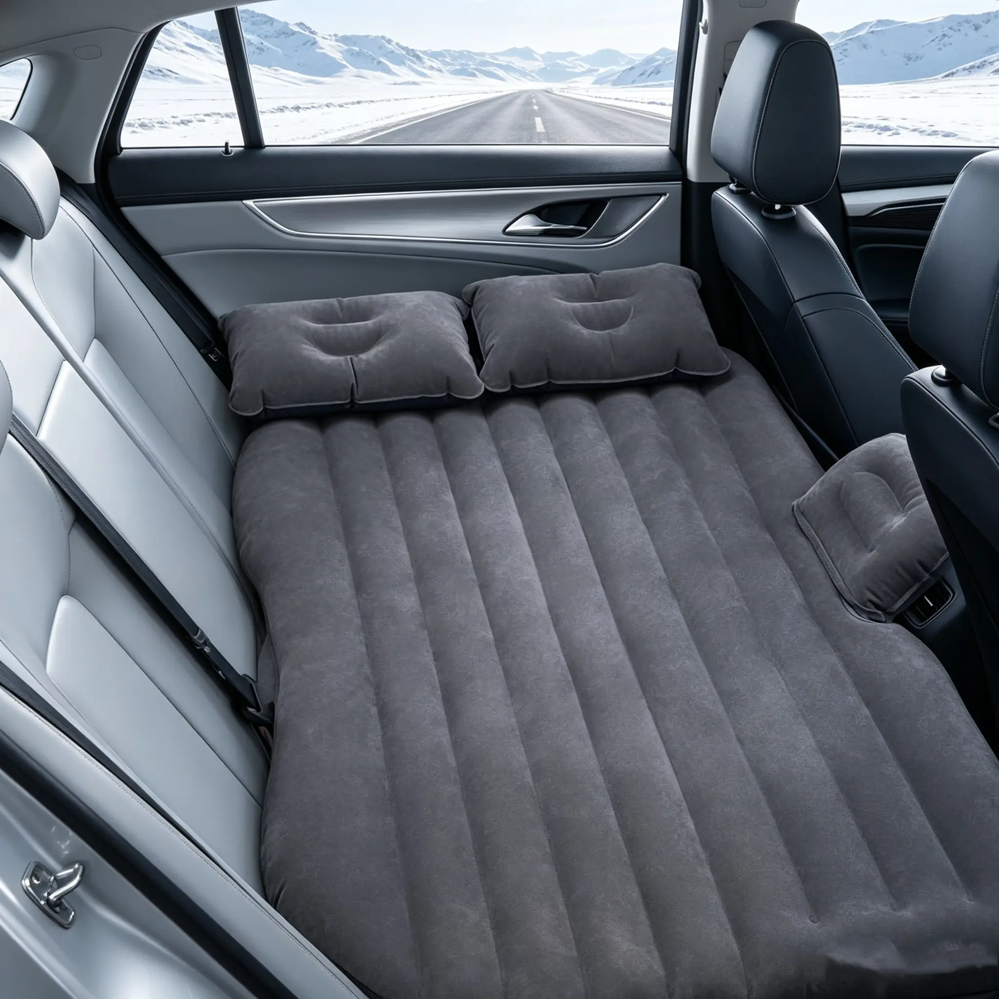 Car Bed - Camping Mattress for Car - Portable Travel Sleeping Bed Inflatable Mattress - Air Bed for Car Universal SUV Extended Air Couch with Two Air Pillows - Black