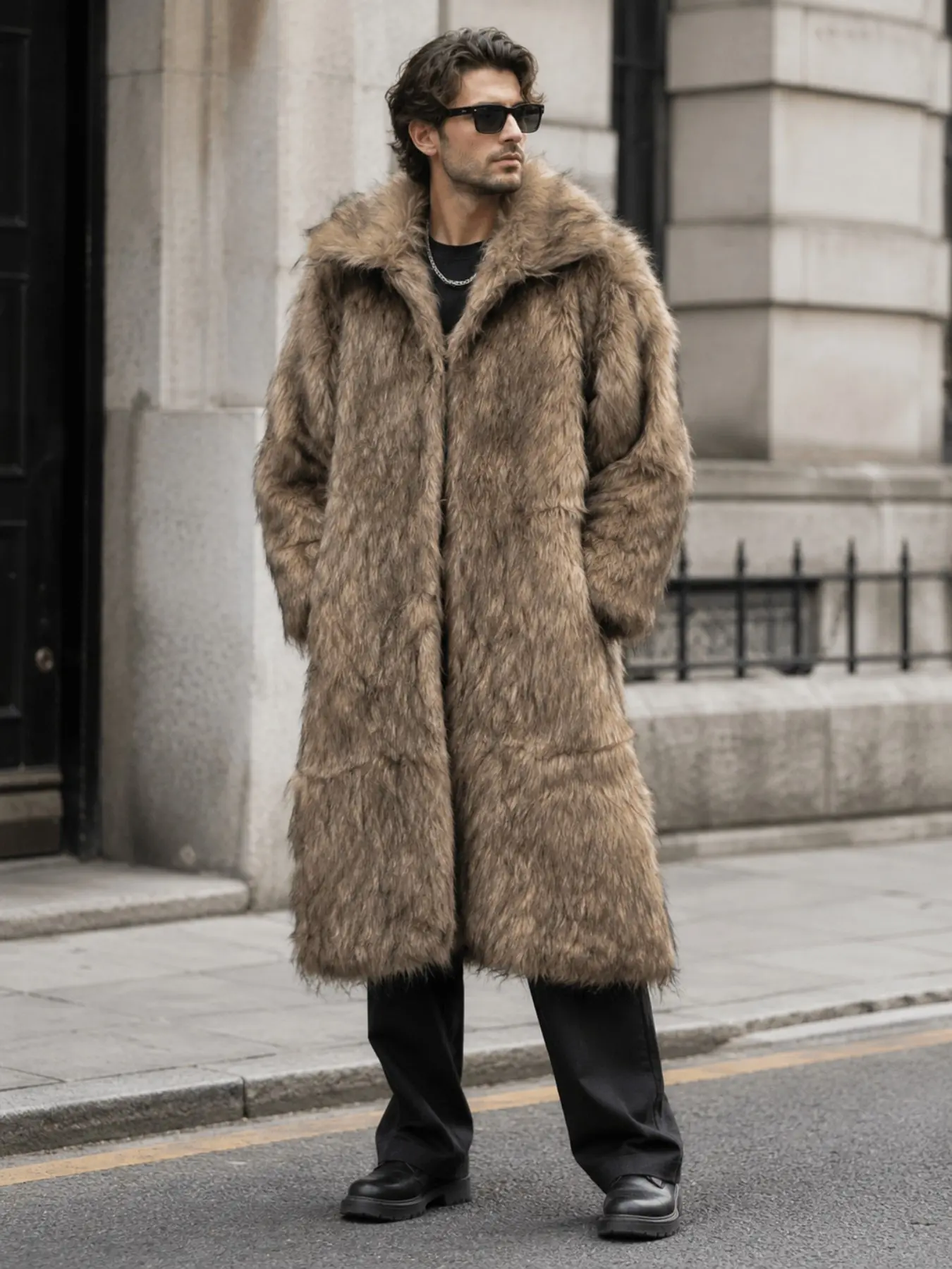 London Retro Street Style Collar Warm Coat, Unisex Long Sleeve Shirt Design, Casual Daily Wear Outerwear, Perfect for Fall & Winter