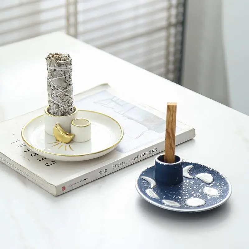 Ceramic Incense Burner, Handmade Four-In-One Aromatherapy Diffuser, Bohemian Style Home Decor, Ideal for Meditation, Yoga, Festive Gifts