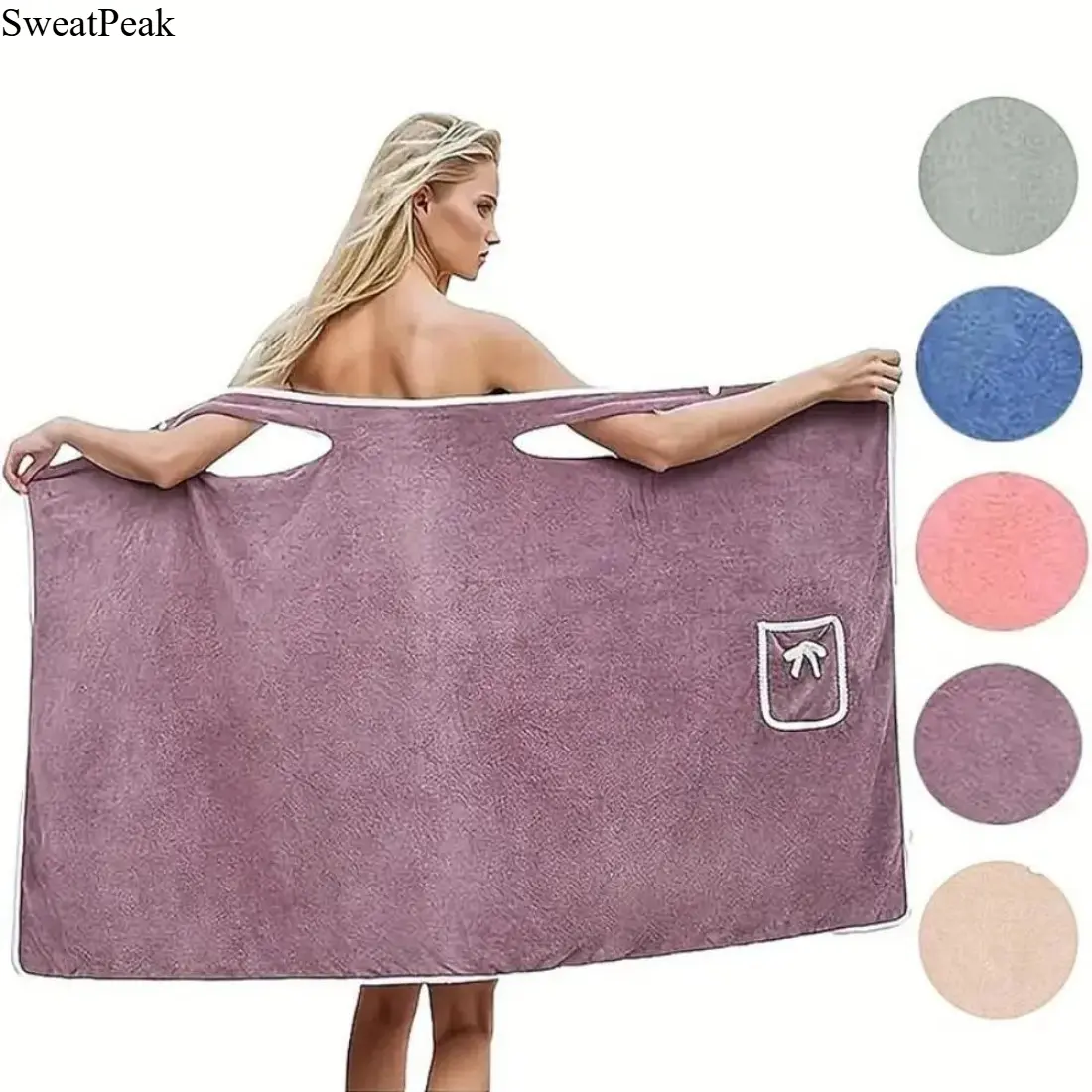 Women's Wrap-Fit Coral Fleece Bath Towel - High Absorption, Soft, Hands-Free, Skirt-Like Design for Shower/Pool Use, Spa Relaxation & Sports/Outdoor Gear Needs