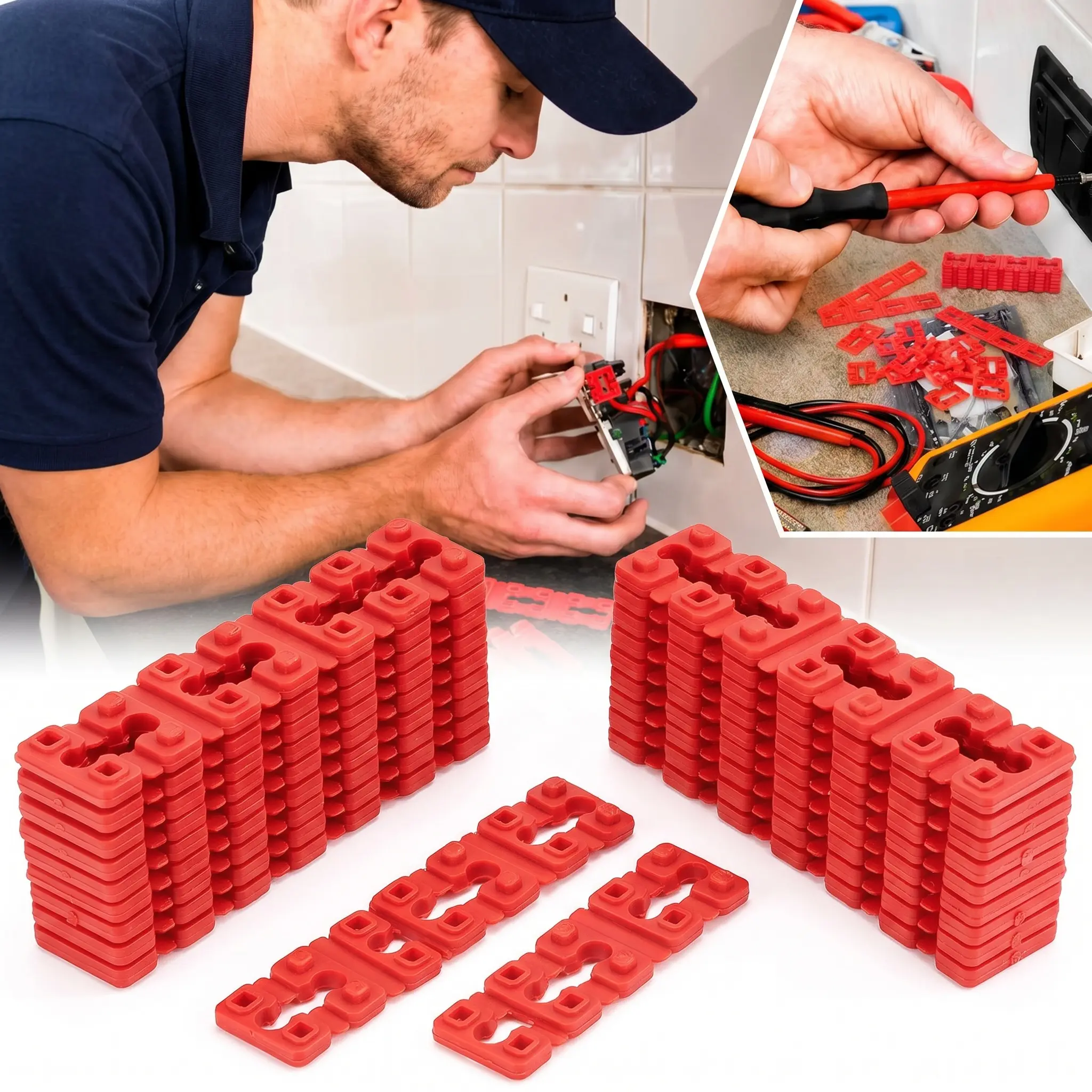 48PCS Stackable Plastic Outlet Spacers 12 Strips Non-Conductive Electrical Box Shims for Fix Recessed Loose Wall Outlets Switches for Electricians Home Renovation DIYers- YY0