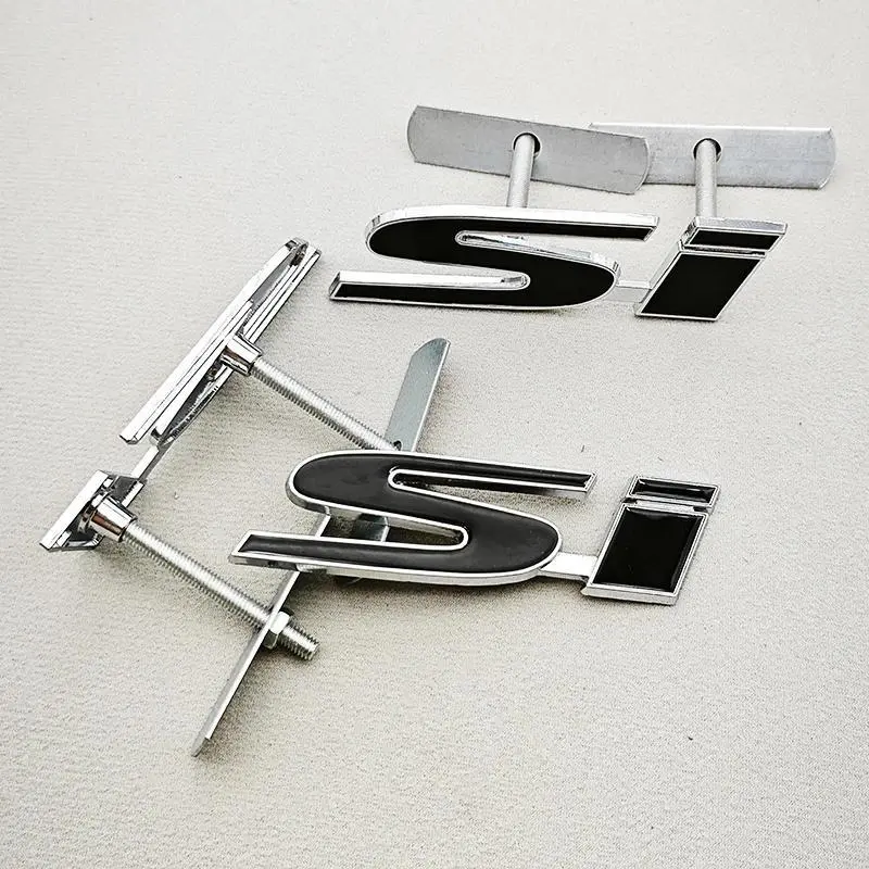3D Metal Car Styling SI Logo Badge Chrome Sticker Front Grille Emblem For  Civic Accord Etc Automobile Accessories