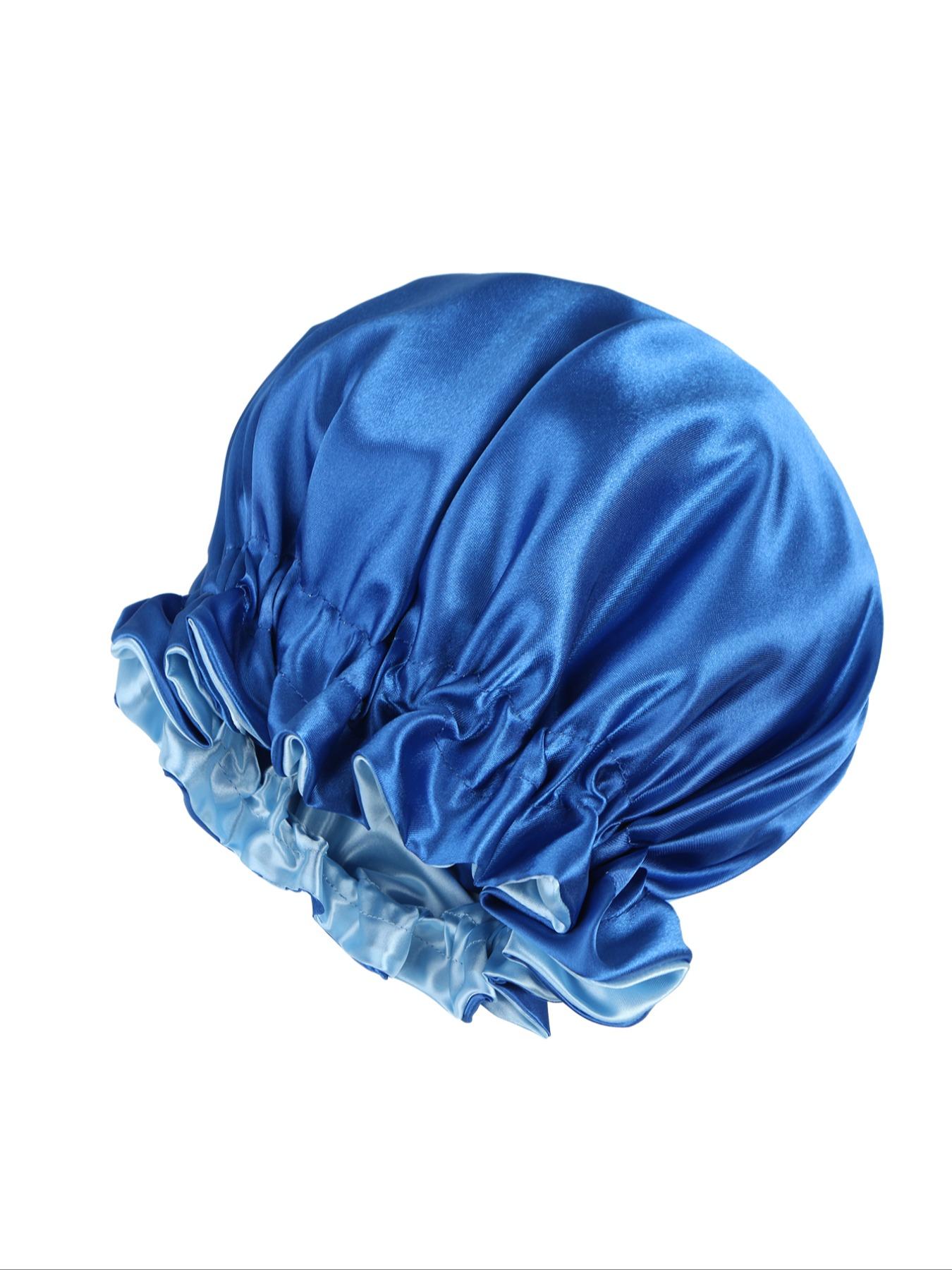 Summer Solid Color Double Layer Sleep Bonnet, Gifts for Her, Soft Comfortable Sleep Hat for Women, Breathable Satin Bonnet Blue for Sleeping, Hair Protection Cap for Women, Hair Wraps Haircare Heatless