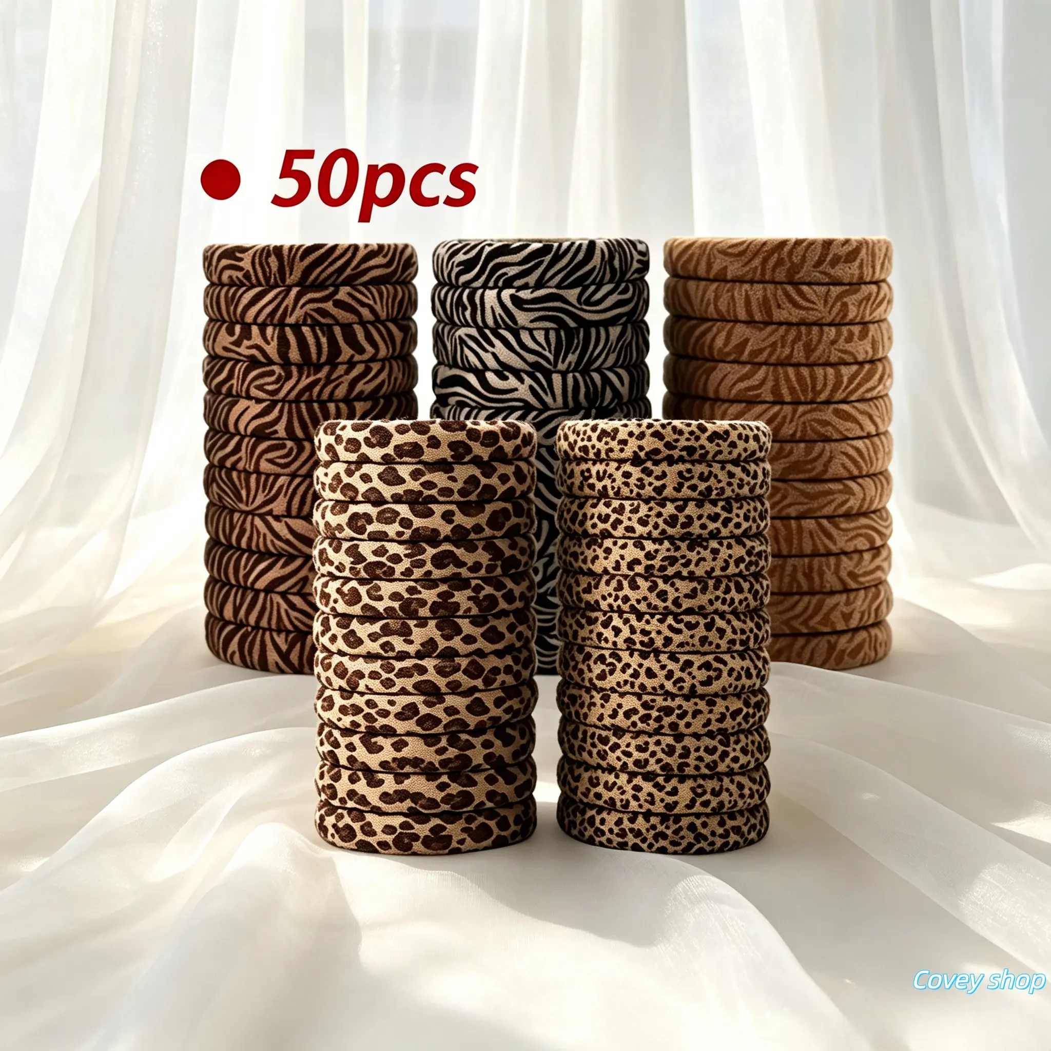 Women's Animal Print Scrunchies - Elastic Fabric Hair Accessories, Soft Ponytail Holders for Thick Hair, Multiple Sets Versatile Daily Styling Collectible Holiday Gift, Accessories For Women