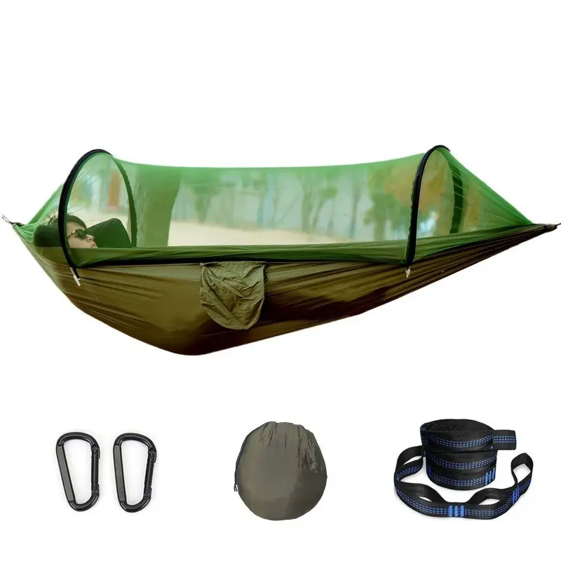 Pop Up Mosquito Net Hammock for Outdoor Camping, Quick Setup Bug Screen, Bug Protection, Lightweight Nylon with Tree Straps & Carabiners, Portable Carry Bag