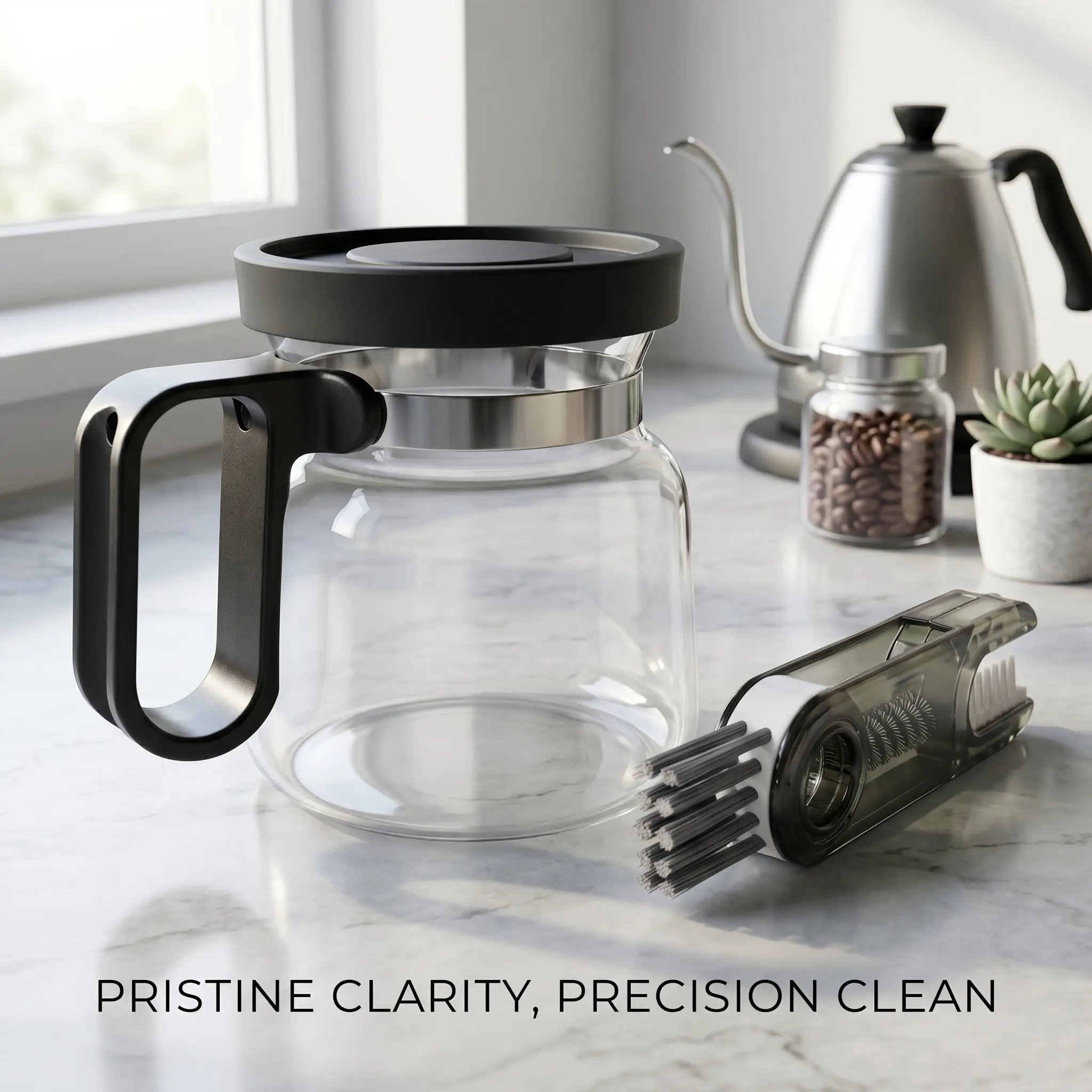 2pcs High Borosilicate Glass Coffee Pot Set with Cleaning Brush, Ideal for Home Office, Outdoor Afternoon Tea, Coffee Tea Accessories, Gift