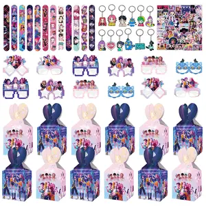 Korean Cartoon Girl Group Party Guest Return Gifts 5-Piece Set Party Souvenir Small Gifts Includes 12 Keychains, 12 Decorative Glasses, 12 Bracelets, 12 Candy Boxes, 50 Stickers, Everyone Has Their Own Exclusive Gift