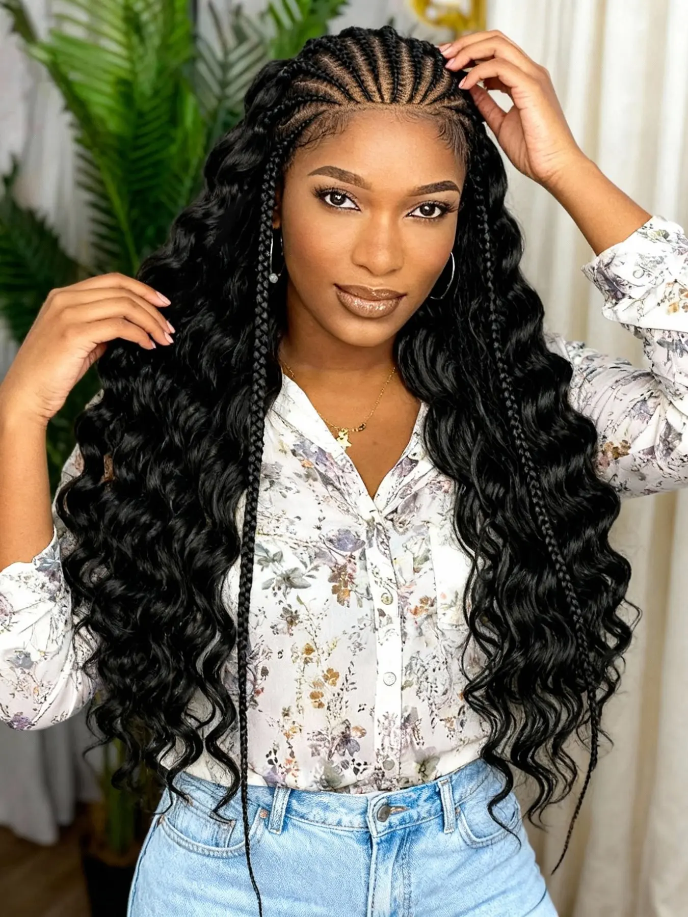Fashion Unique Braided Wavy Hair Band Wig, 13x6 Lace Front Braided Wig, Versatile Styling, Ideal for Daily Wear, Perfect Gift for Office Use, Braided Synthetic Wig