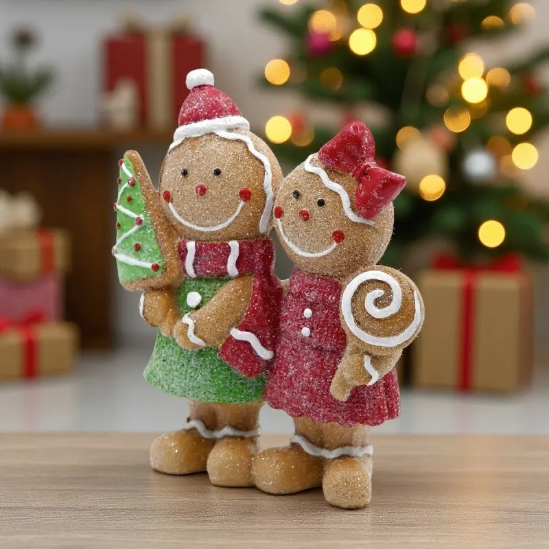 Christmas Resin Gingerbread Figurine, Home Desktop Display, Window Decoration, Festive Atmosphere Ornament, Holiday Decorative Item, Cute Ornament, Decorative Ornaments