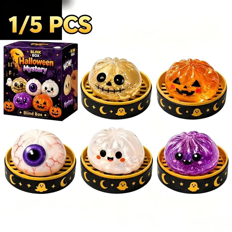 Halloween Ghost Squeeze Toy, Dumpling-Shaped Stress Relief Toy in Gift Box, Cute Style, Kawaii Stress Relief, Perfect for Squeezing, Gripping and Relaxing