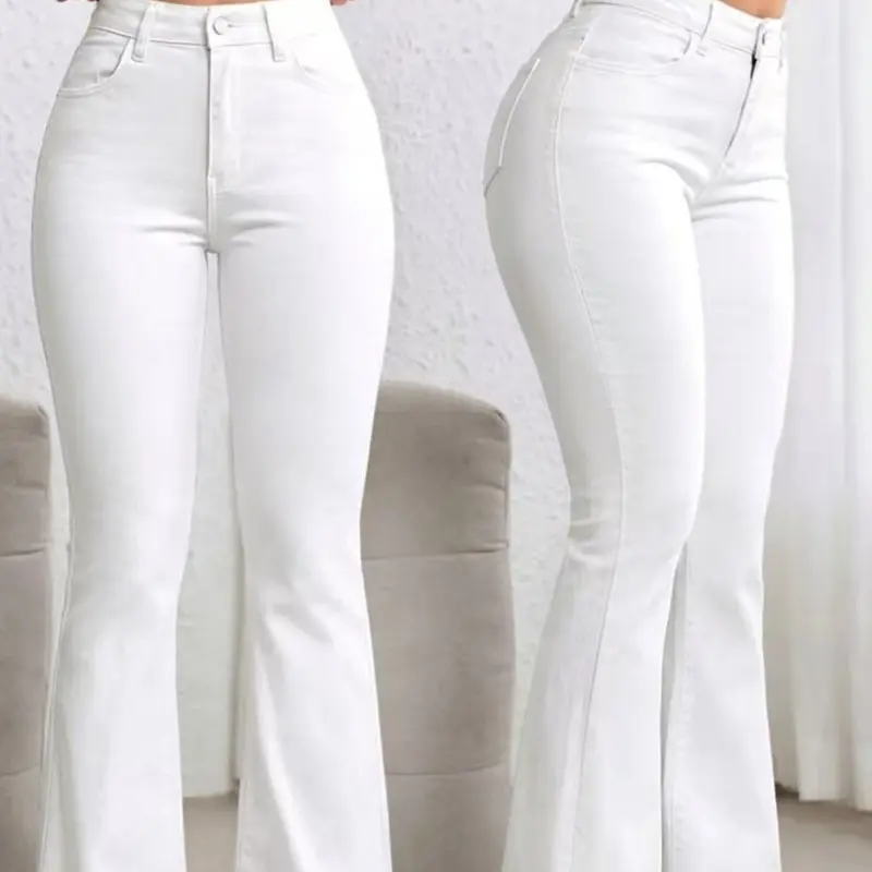 Women's Plain Basic Minimalist High Waist Fit Flare Leg Trousers, Pants, High Waisted Pants, Casual Long Pants, Elegant Fashion Casual Bell Bottom Trousers for Daily Outdoor Wear, Women's Bottoms for All Seasons Elegance