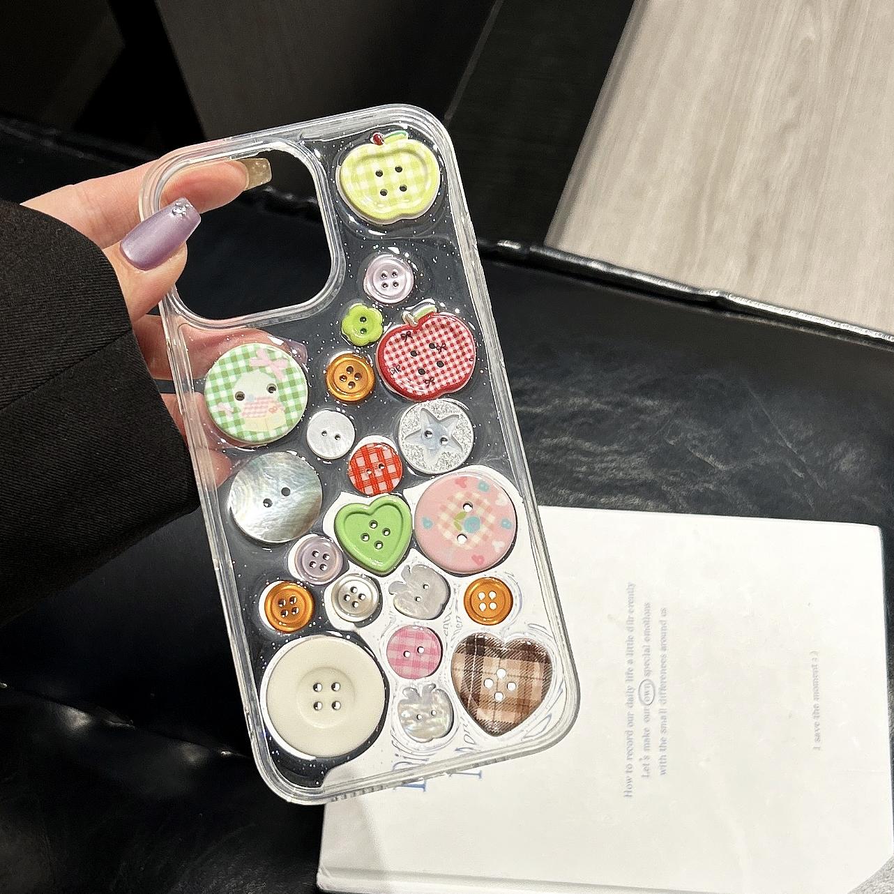 3D Button  Phone Case For iPhone 17 16 15 14 13 12 11 16 Pro Max 14 15 16 Plus Silicone Clear Transparent Protector Cover