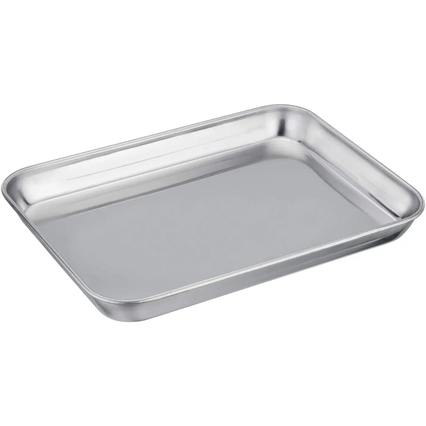 430 Pure Stainless Steel Heavy-Duty Durable Material Natural Metal Universal Kitchen Cooking Toaster Oven Pan Tray (7"x9.3"x1"), Mirror Finish, Smooth Roll Edge, Deep Edges, Easy Clean, Dishwasher Safe, Even Cooking, Healthy Pet Kitchen Ovenware