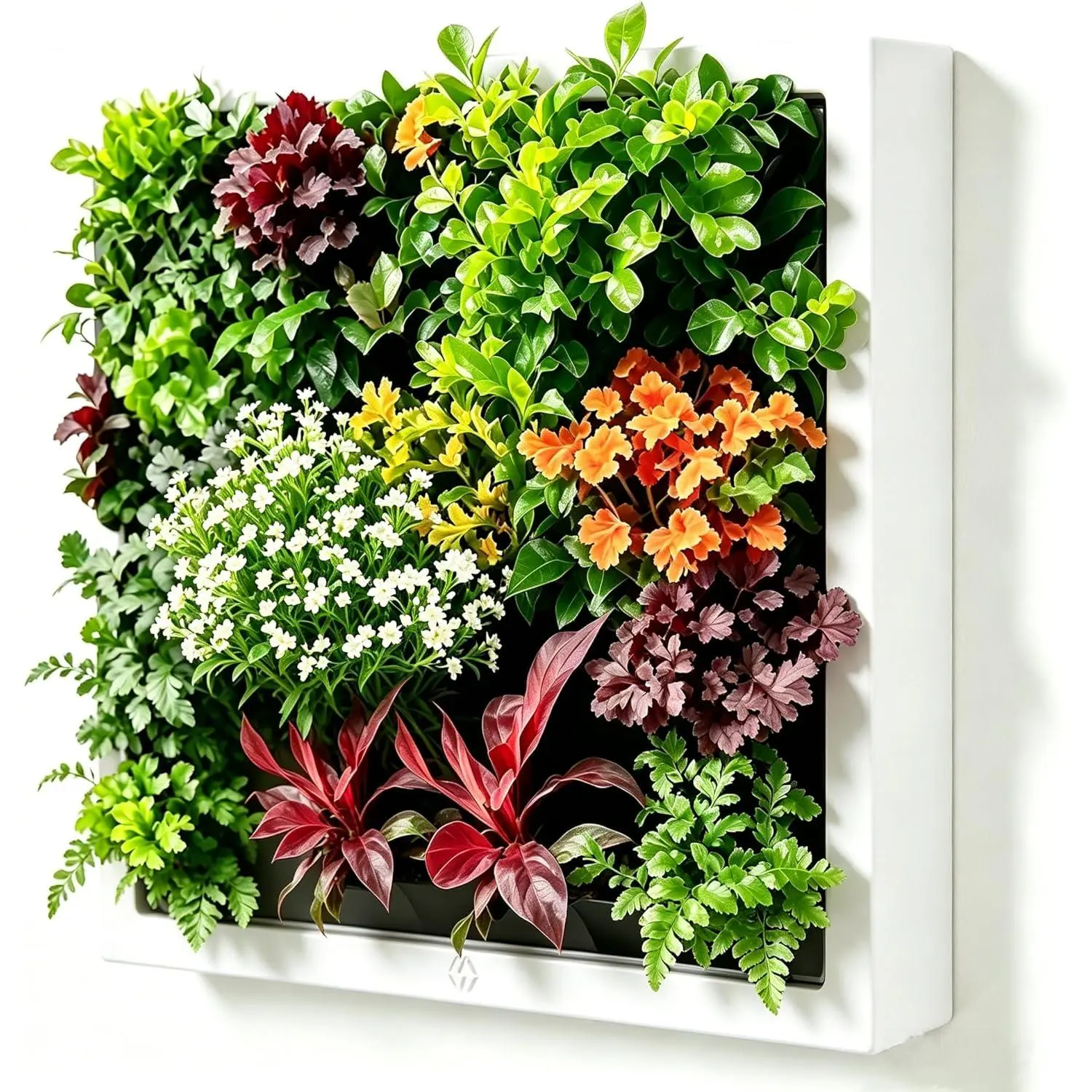 Wall-Mounted Planters Indoor, Living Wall Planter with 4 Pots - Vertical Planter Wall &  Planter for , Office, Balcony or Shop No Assembly Required (White)