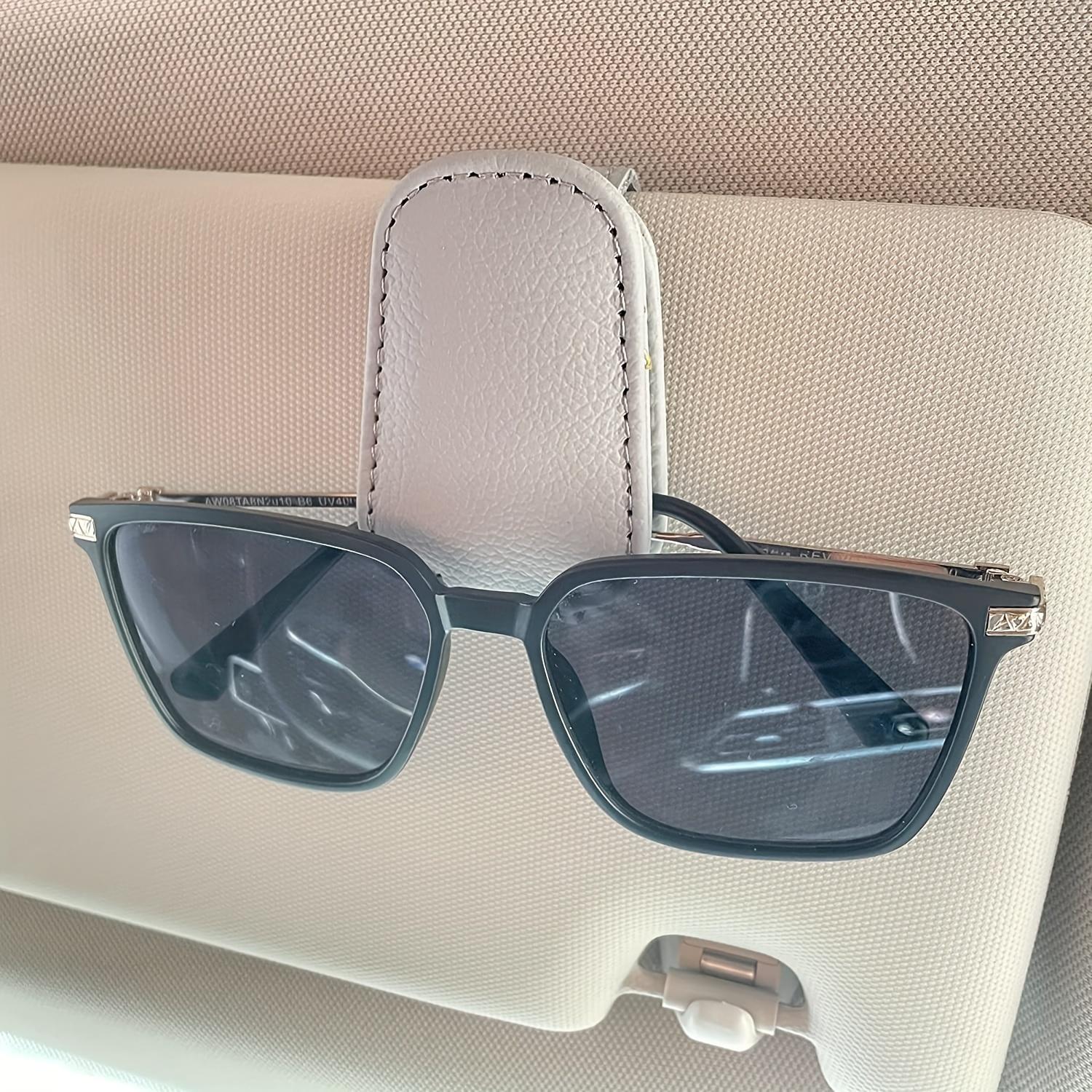 Sunglasses Holders For Car, Magnetic Genuine PU Leather Sunglasses Clip For Car Visor, Glasses Hanger Clip, Car Interior Visor Accessories