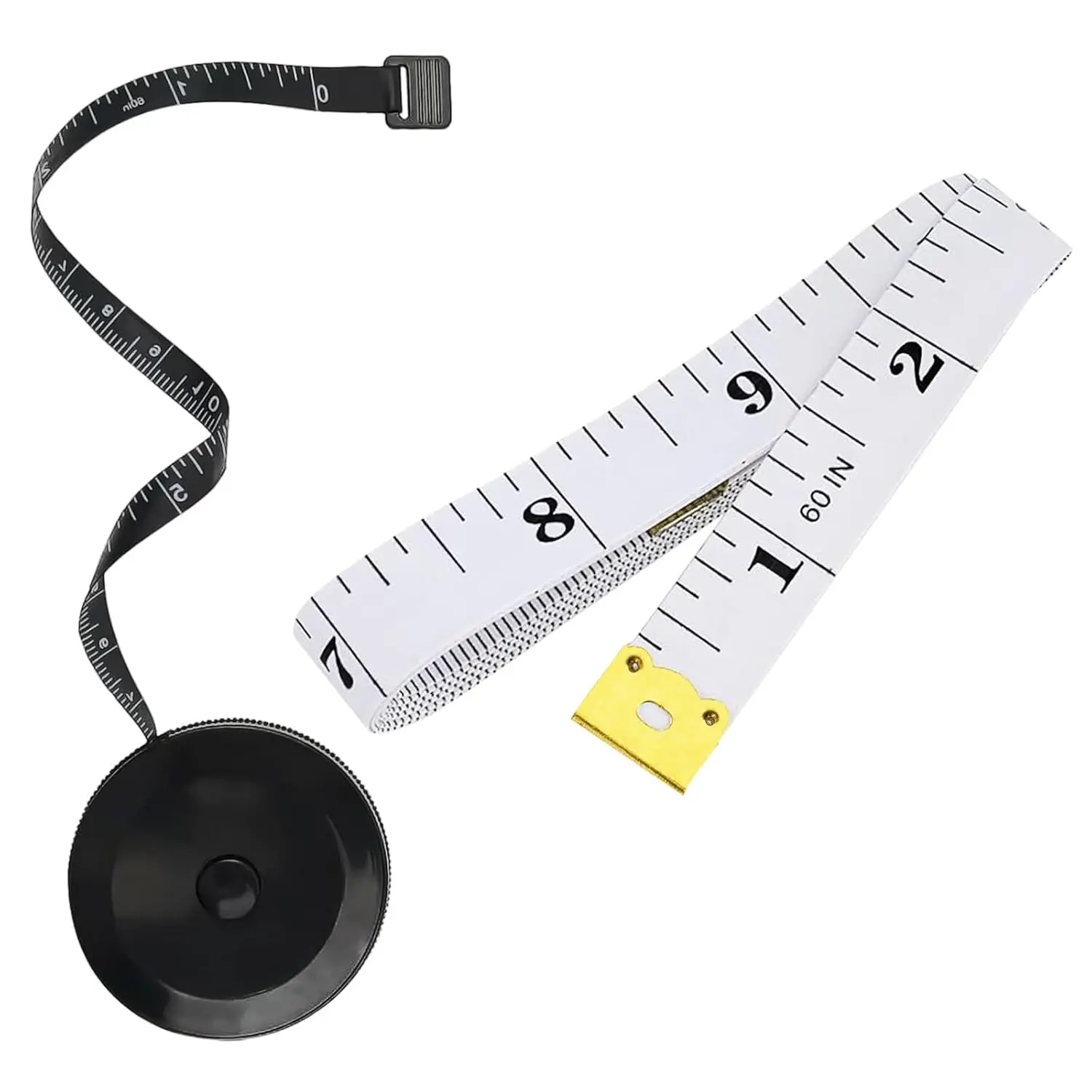 2 Pack Tape Measure Retractable Measuring for  Fabric Tailor Cloth Knitting Craft  Measurements 60-Inch Soft  & Retractable Black  Sided Rulers