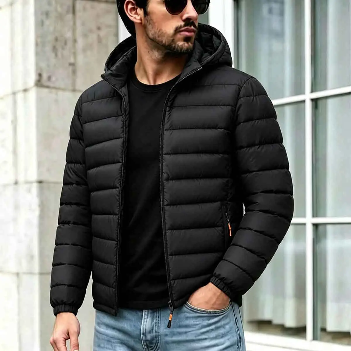 Men's Basic Minimalist Thick Hooded Padded Coat - Menswear, Durable Tear-Resistant Fabric, Stand Inner Collar, Windproof, Streamlined Short Version - Ideal for Urban Commuting, Winter Daily Matching, Coats