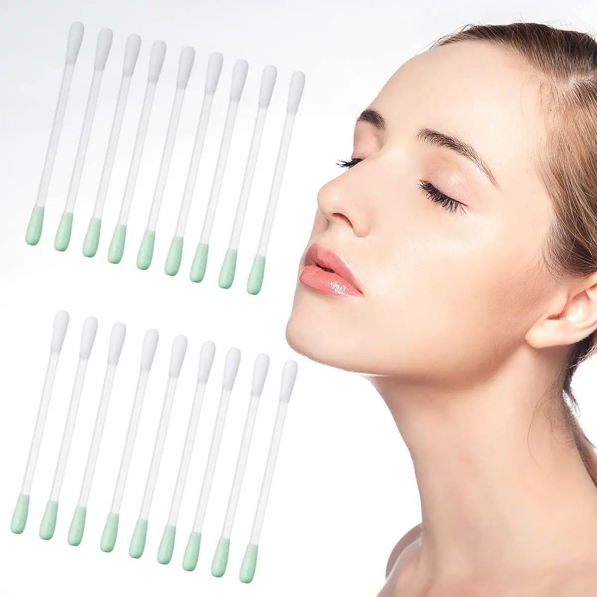 100 Pcs Cotton Makeup Remover Swabs - Disposable Vitamin E Liquid-Filled Cotton Swabs Sticks for Eye/Lip/Eyebrow/Eyelash Makeup Correctors Removing Swabs