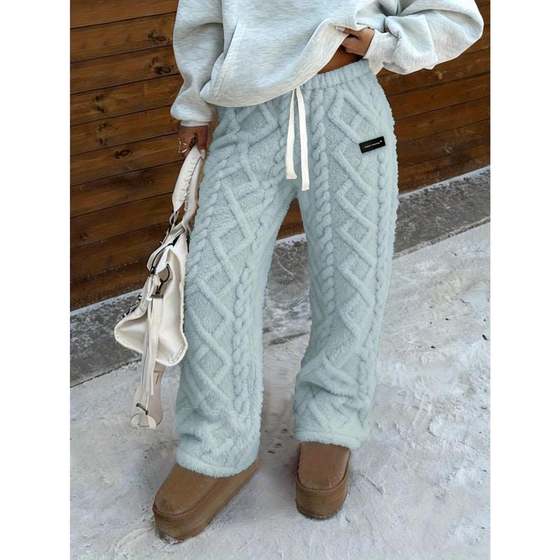 Women's Winter Polypropylene Plush Joggers - Full-Length Trouser Bottom, Adjustable Waistband Pants, Oversized Baggy Loose Fit, Warm for Indoor Casual & Outdoor Daily Wear (Pants for Women)