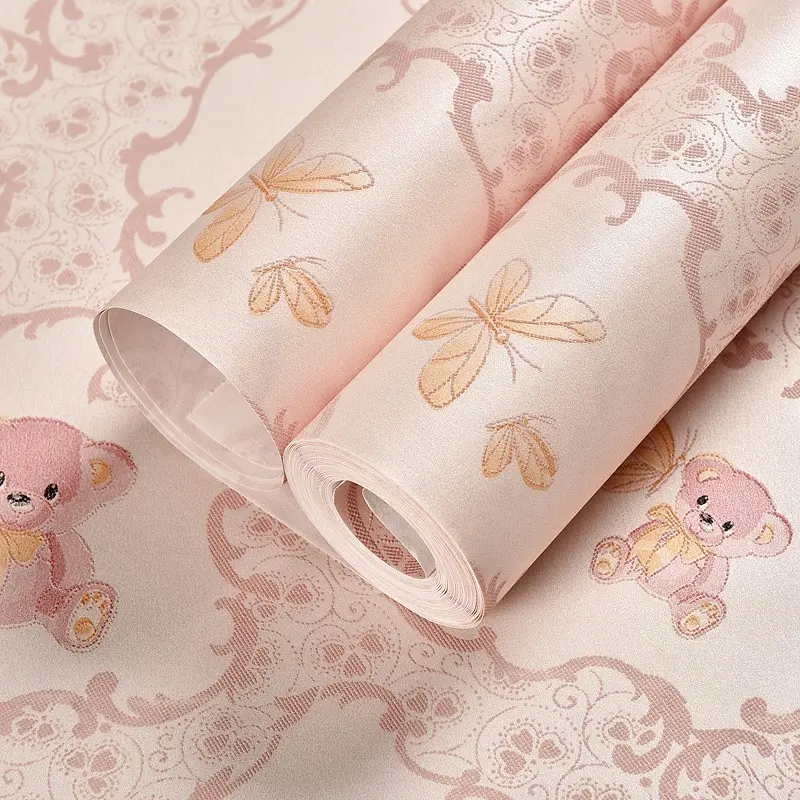 Self-Adhesive PVC Wallpaper 53cm X 300cm, Waterproof and Stain-Resistant, Soft and Blush Ripple Texture, Easy to Cut and Install
