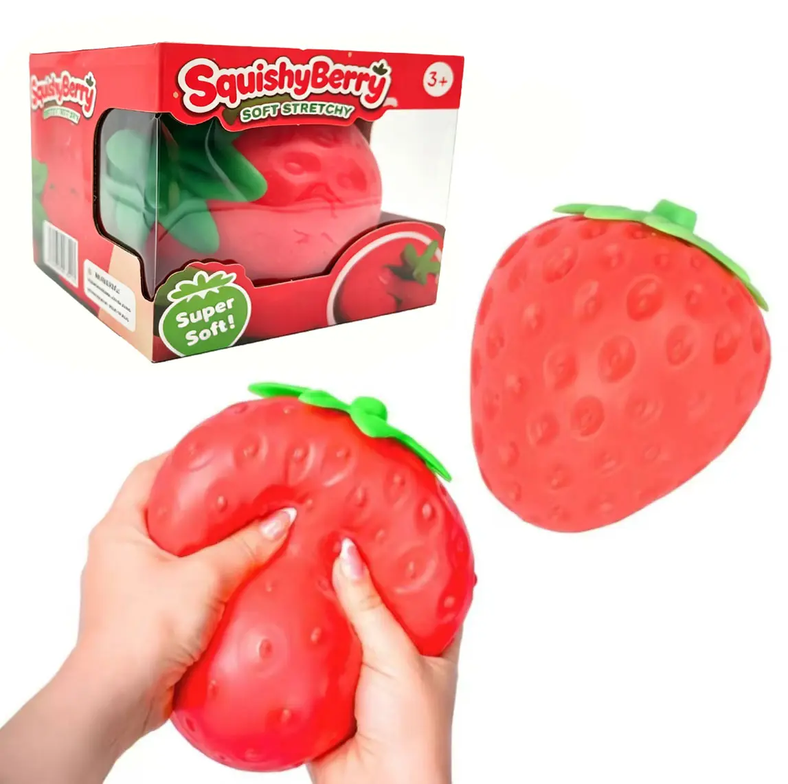 New Upgrade Strawberry Squishy Stress Ball - 5" Extra Large Fidget Toy, Stress Relief Tool, Pocket Anxiety Fidgets for Kids Ages 3+ & Adults, Safe Durable Non-Toxic Sensory Play Toy