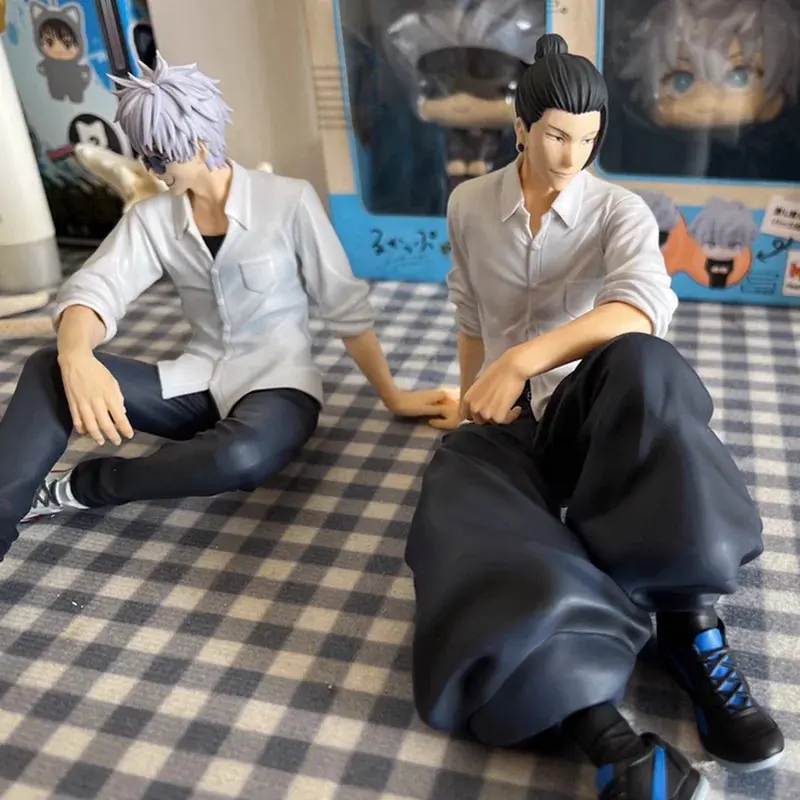 10cm Jujutsu Kaisen Anime Action Figures, 100% Genuine Original Satoru Gojo & Geto Suguru Yumemirize Sitting Posture Collectible Figurines Toy