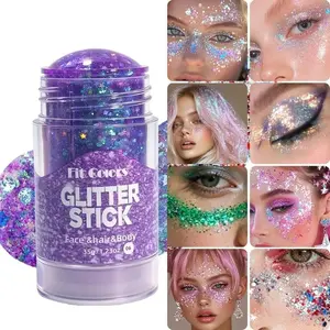 Multi-Use Glitter Stick for Face, Hair & Body - Chunky Holographic Sequins, Sparkly Shimmer, Long-Lasting Shimmer for Festival, Rave & Party Makeup, Shimmering Body Glitter