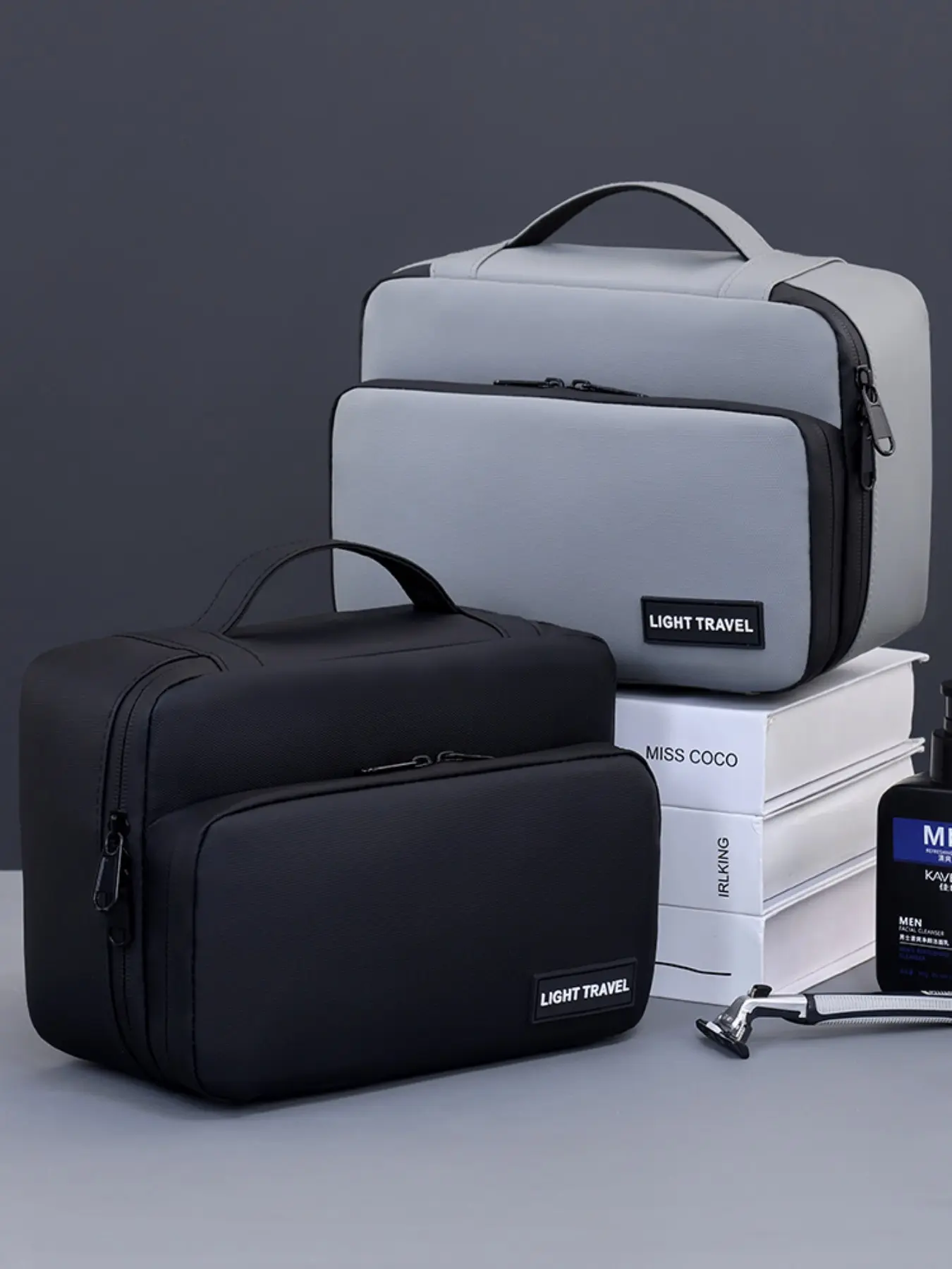 Men's Travel Toiletry Bag, Large Capacity Waterproof Shaving Organizer, Portable Handheld Cosmetic Storage Bag, Business Trip Bathroom Wash Bag, Travel Pouches For Toiletries