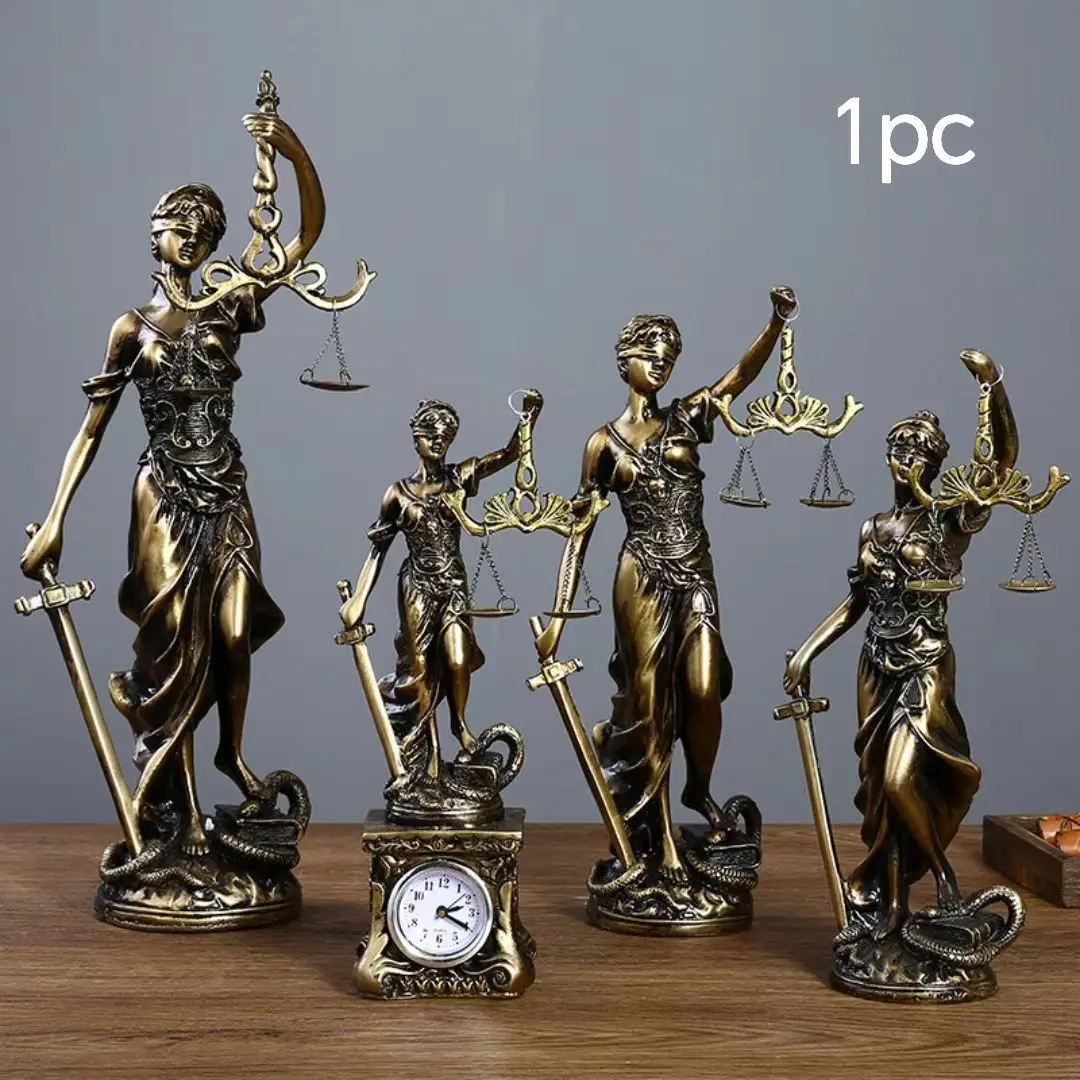 Justice Goddess Statue Themis Greek Sculpture, Antique Bronze Resin Ornament, Elegant Home Decor Piece, Mythological Artwork, Statues for Home Decor