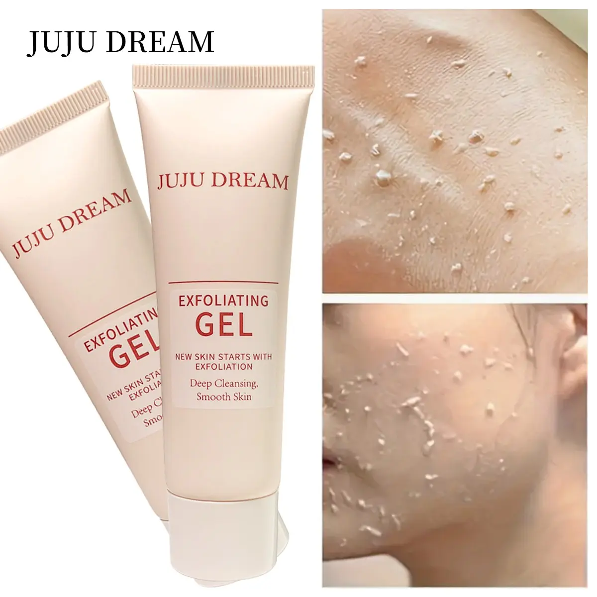 JUJU DREAM Purifying Gentle Facial Exfoliating Gel, Mild Low PH Face Peeling Gel, Deep Cleansing Remove Dead Skin Cells & Blackheads, Minimize Pores Brighten Dull Complexion, Portable Daily Skin Exfoliating Treatment For All Skin Types Friendly