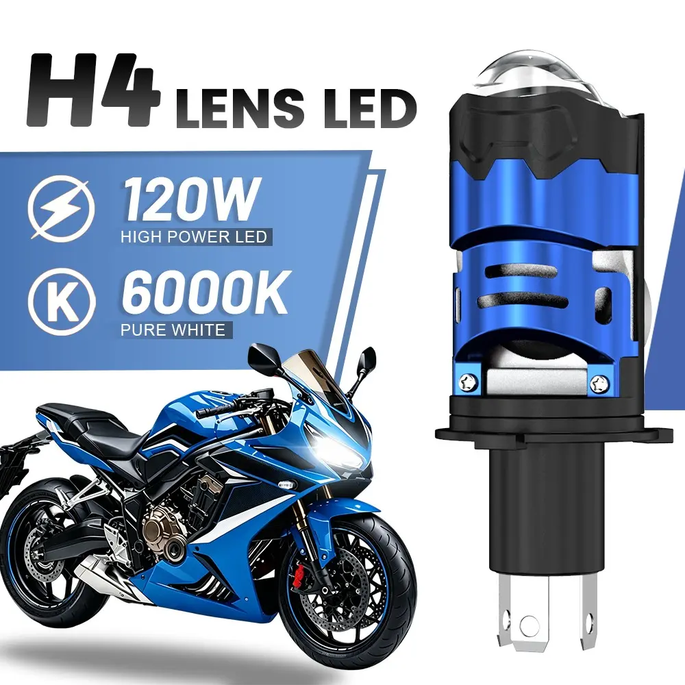 H4 LED Headlight Bulb Projector Lens Canbus Super Bright LED 120W 6000K Hi/Low Light Apply to Car&Motorcycle
