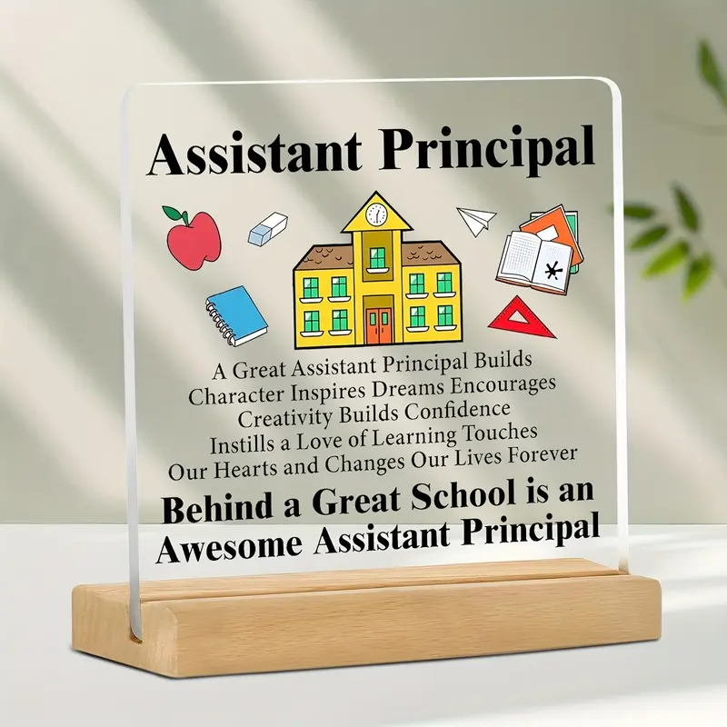 Acrylic Decorative Plaque, Assistant Principal Gifts for Men, Thank You Gifts for Assistant Principals Behind a Great School Acrylic Desk Plaque Sign School Office Desk Decoration