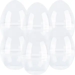 6 Pcs 8 Inch/ 10 Inch/ 12 Inch Giant Plastic Easter Egg Clear Empty Jumbo Easter Egg Oversize Plastic Eggs for Easters Fillers Basket Party Favor DIY Hunt Surprise Easter Eggs (Clear ( 10 Inch ))