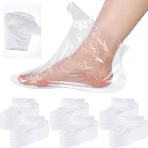 1500 Pcs Disposable Plastic Foot Covers Paraffin Bath Liners for Foot Pedicure Moisturizing Socks Spa Feet Care Hot Wax Therapy Booties with Stickers for Snug Closure