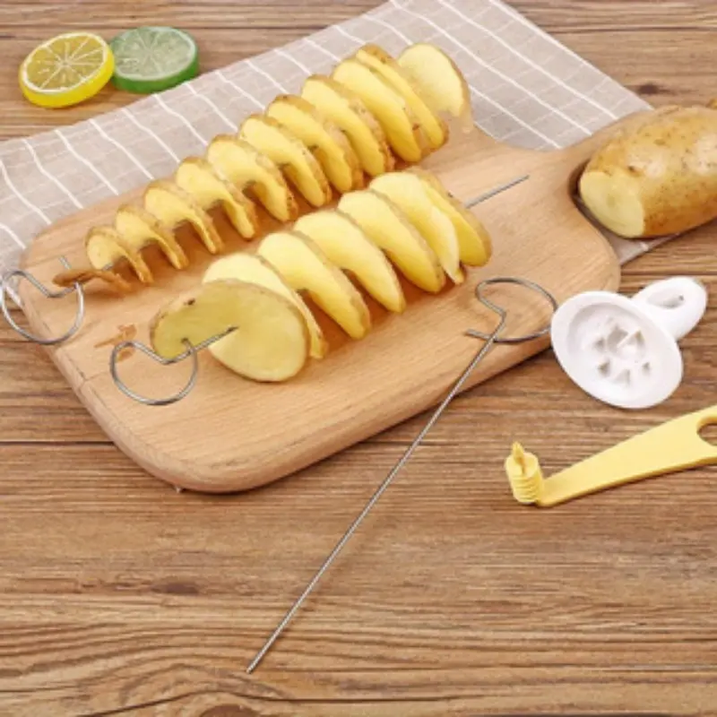 14-Piece Spiral Potato Slicer Set, Multi-Functional Handheld Tool, Stainless Steel, Ergonomic Handle, Food Safe, Easy Clean, Home & Commercial Use