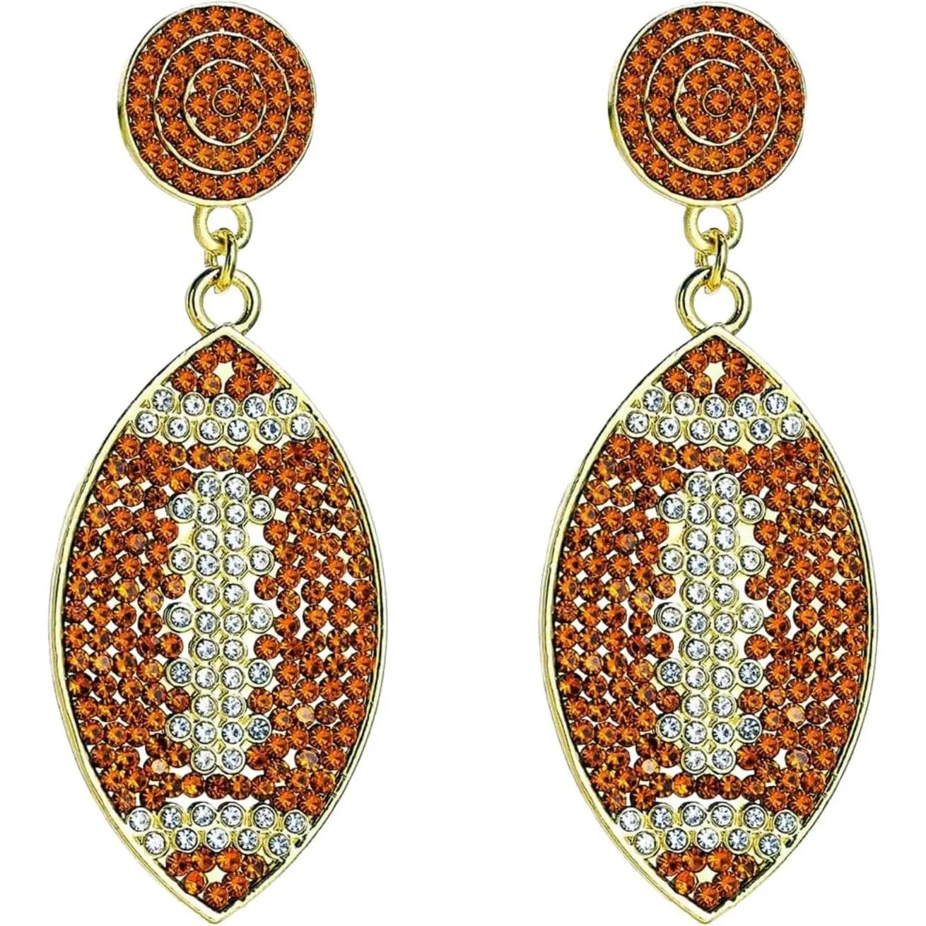 Baby Girls' Costume Earrings - Football-Shape, Sparkling Stones, Dangling Drop - New Model Game Day Baby Fashion Accessory