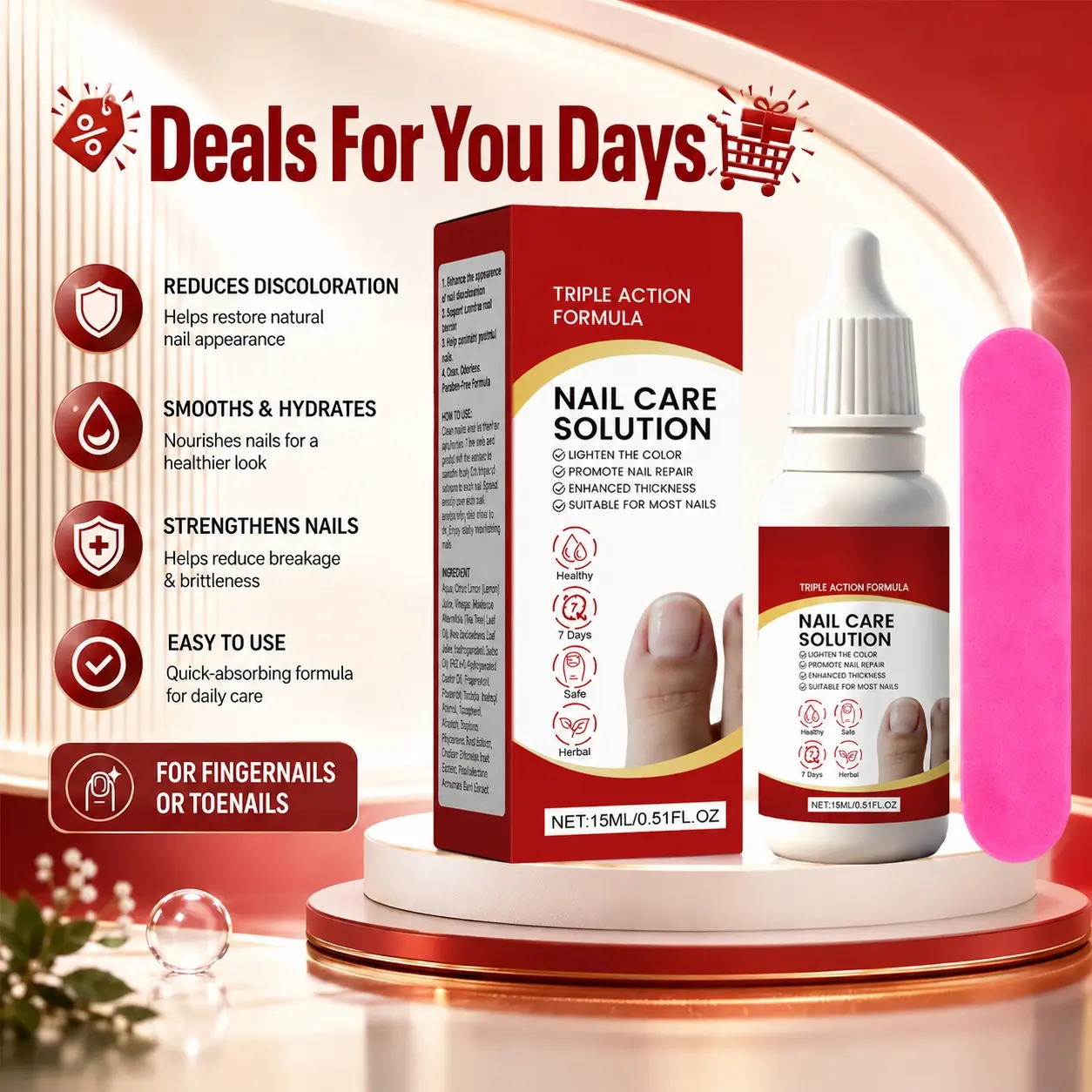 Toenail Treatment Extra Strength ,Triple Action Formula for Damaged Nails, Multi-Purpose Nail Repair, 0.5 Fl Oz Manicure Therapy summerwins,summerwins