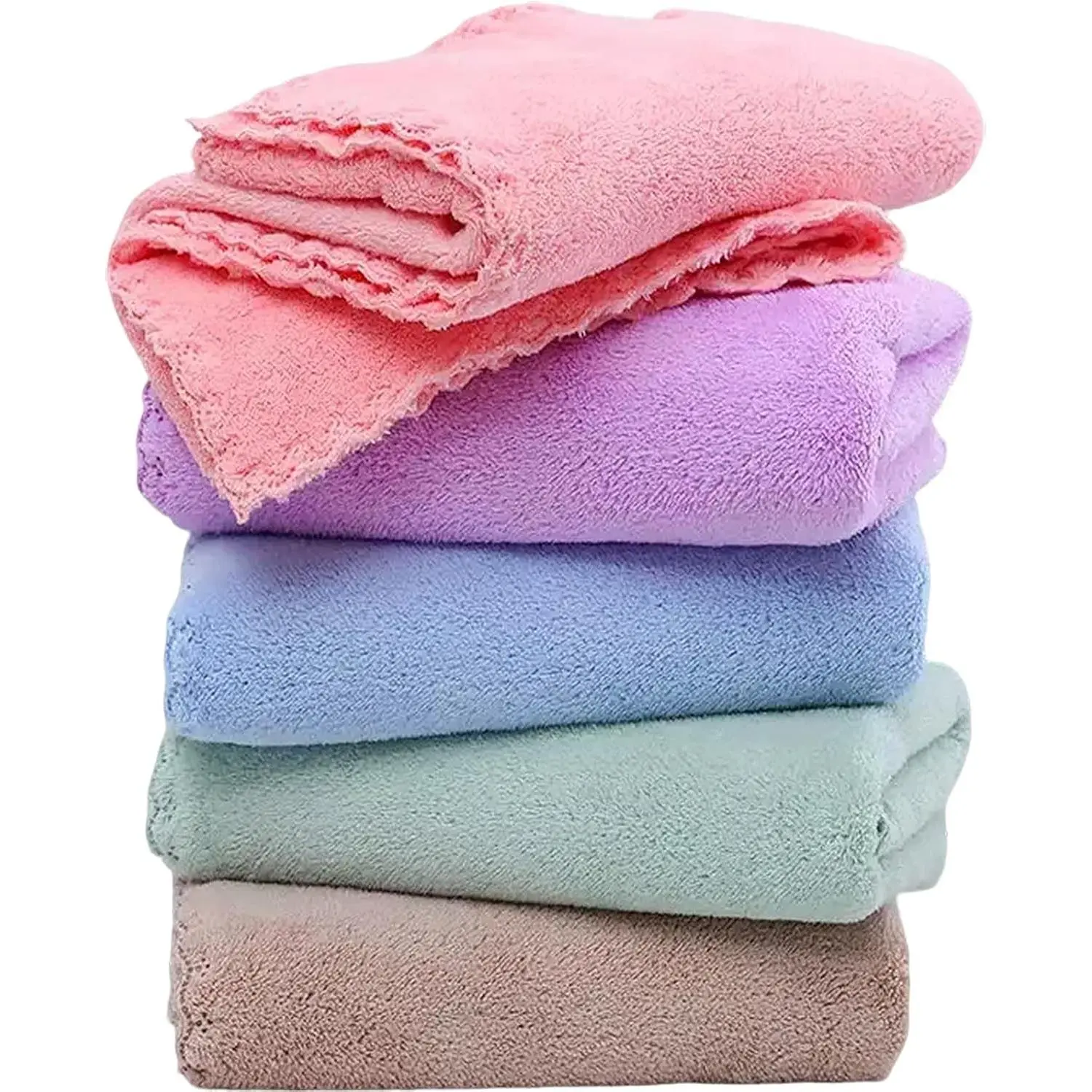5 Pack Premium Coral Velvet Washcloths Set, Ultra Soft Absorbent Quick Drying Microfiber 29.5”x13.8” Large Towels for Bath Spa Gym