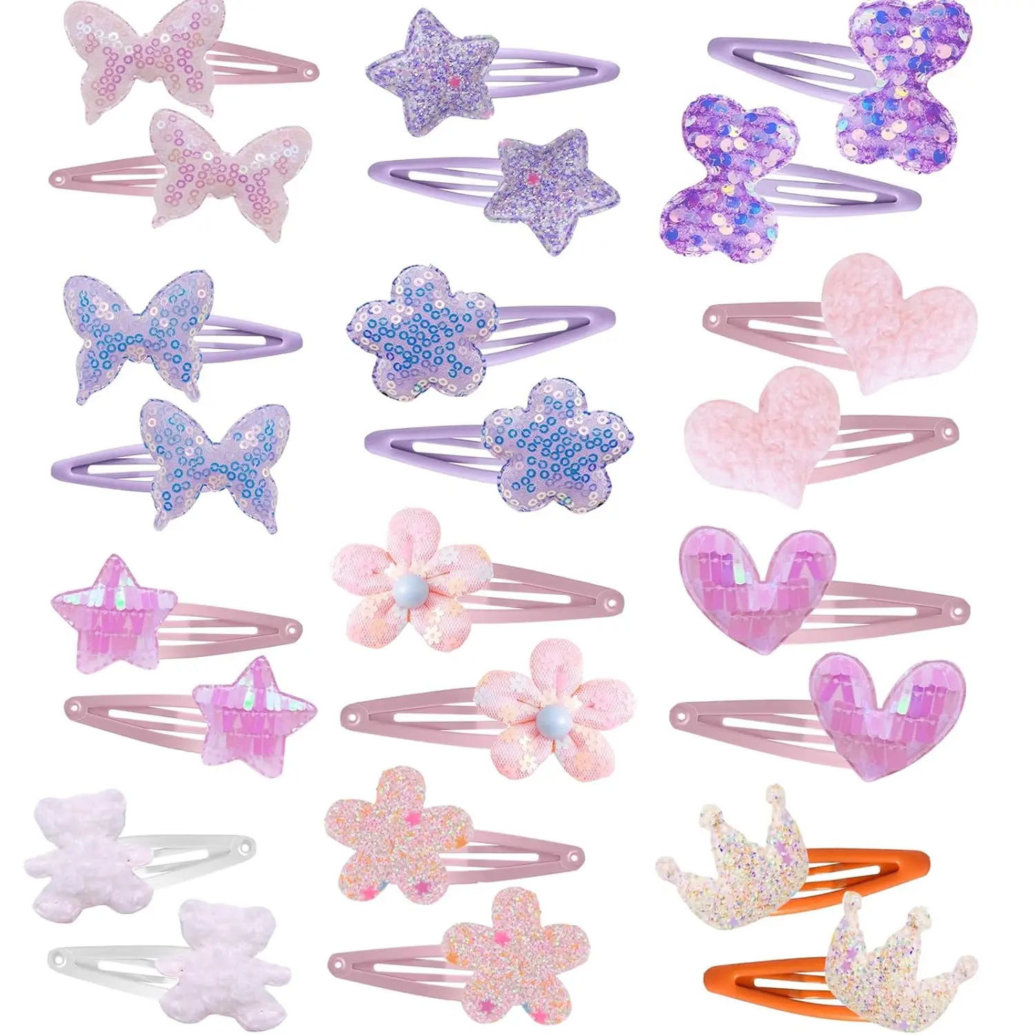 12 Pairs Hair Clips  Girls Hair Accessories  Kid Cute Glitter Toddler Girls Hair Accessory Multicolor Shaped
