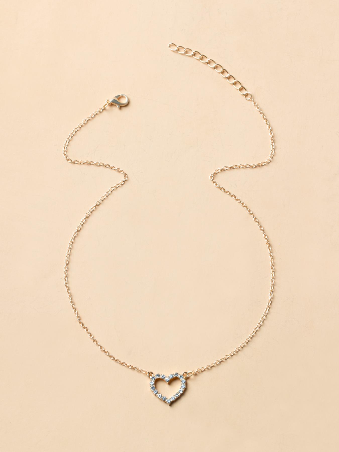 Elegant Rhinestone Heart Shaped Design Pendant Necklace for Women, Stainless Steel Jewelry for Gift, Fashionable Accessories for Daily Decoration As Gift, Mother's Day Gifts