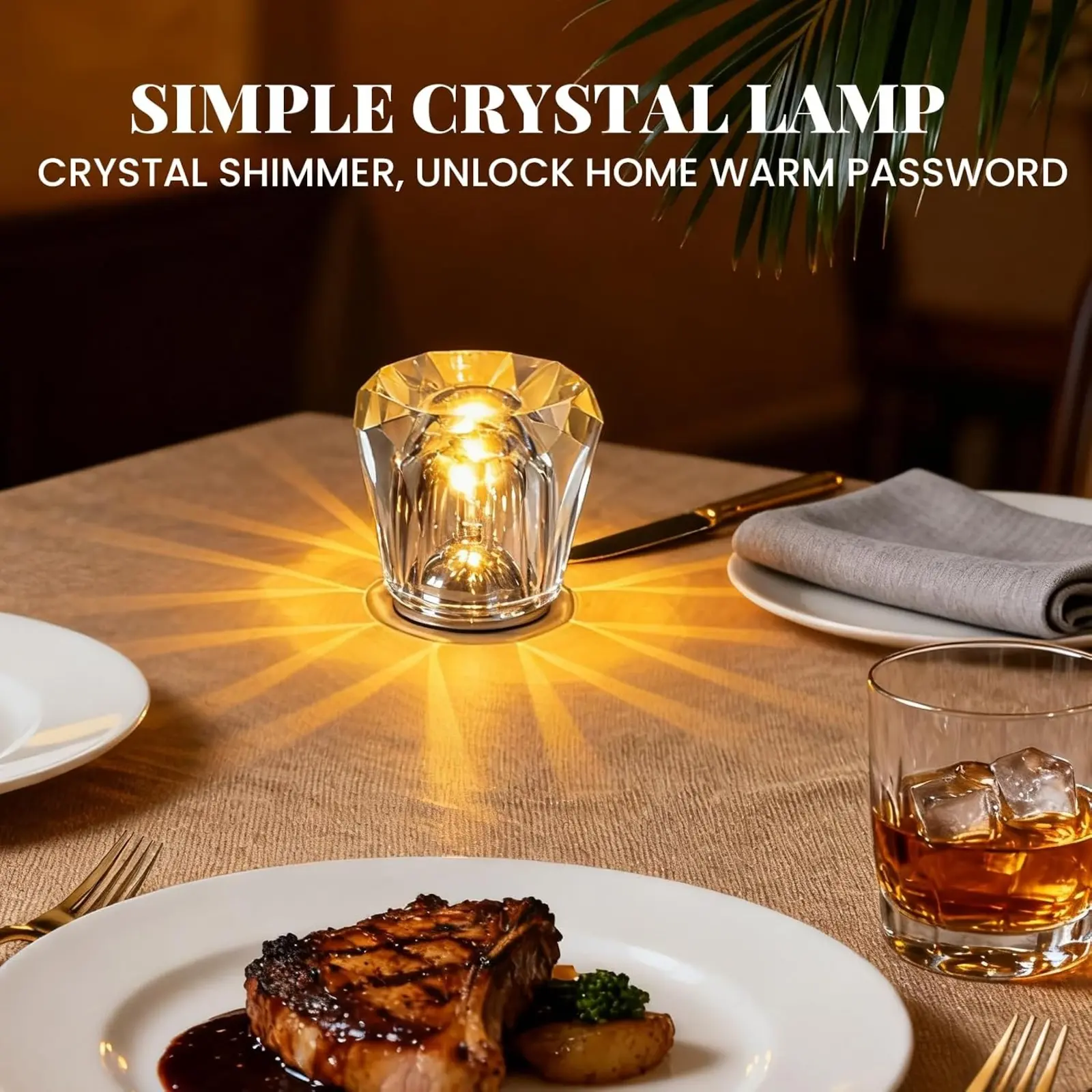 Crystal Portable Wireless Night Light, Rechargeable Crystal Small Table Lamp, Suitable for Camping, Clubs, Bars, Bedside, Outdoor Study Rooms, Atmosphere Table Lamp, Decorative Ambient Lamp, A Great Gift for Family and Friends