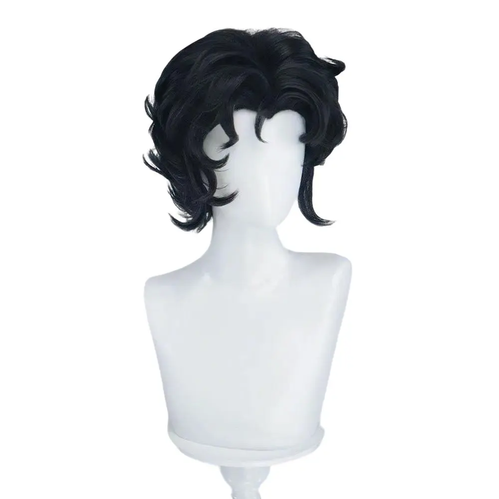 Game The Freak Circus Harlequin Cosplay Wig Men Black Short Hair Heat Resistant Synthetic Wigs Halloween Carnival Prop